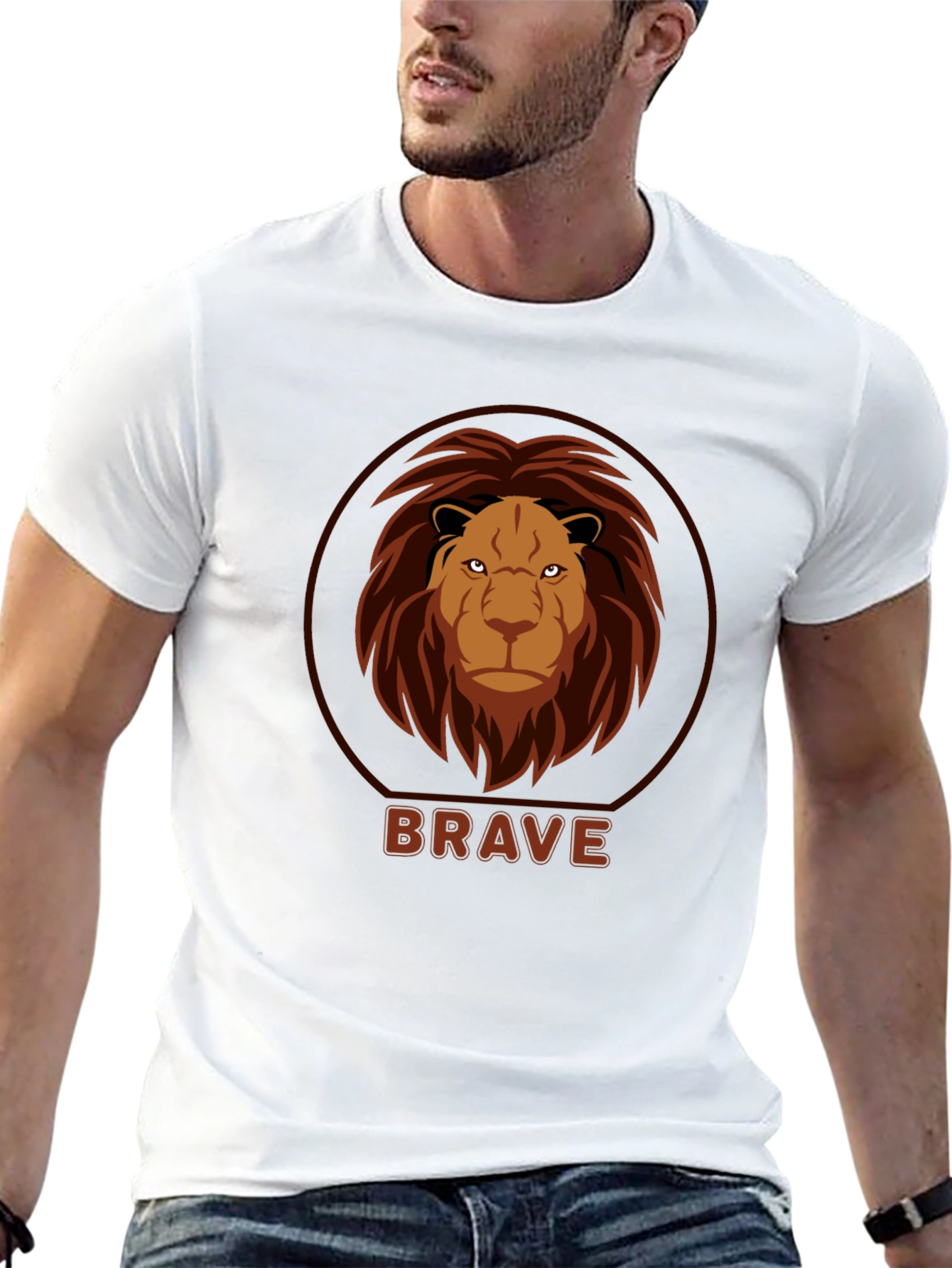 Brave Lion Graphic Black T-Shirt