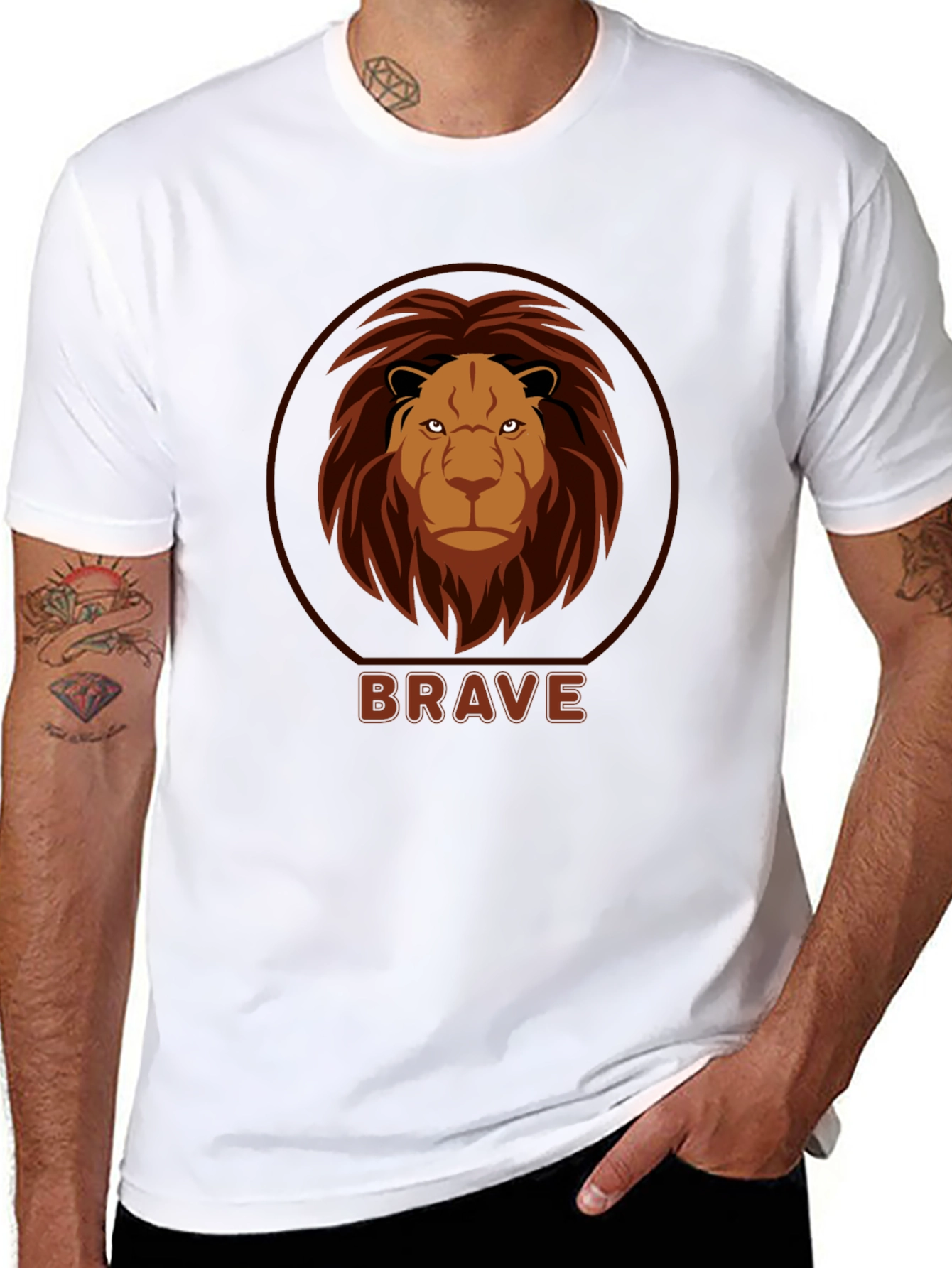 Brave Lion Graphic Black T-Shirt