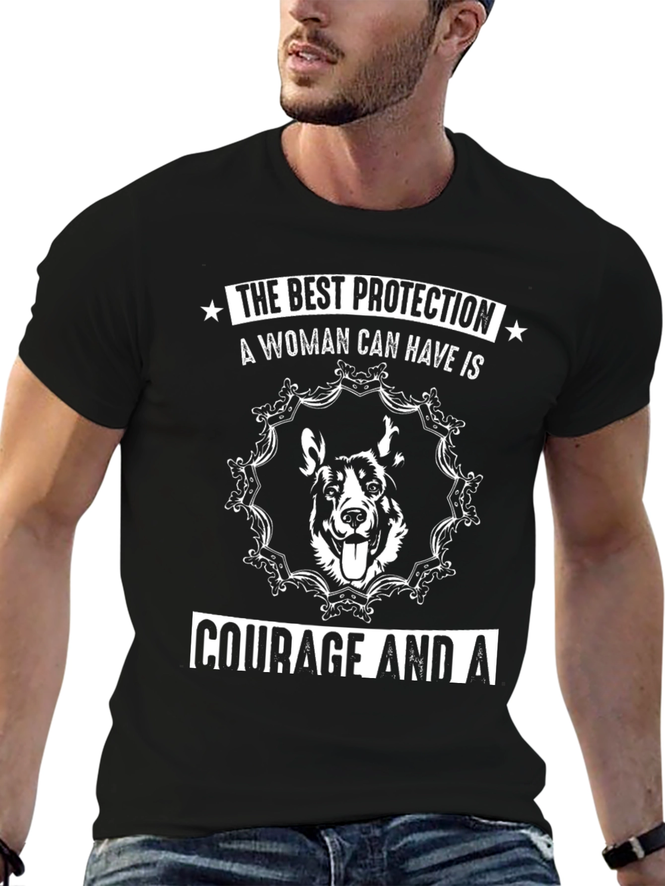 Courageous Dog Graphic T-Shirt