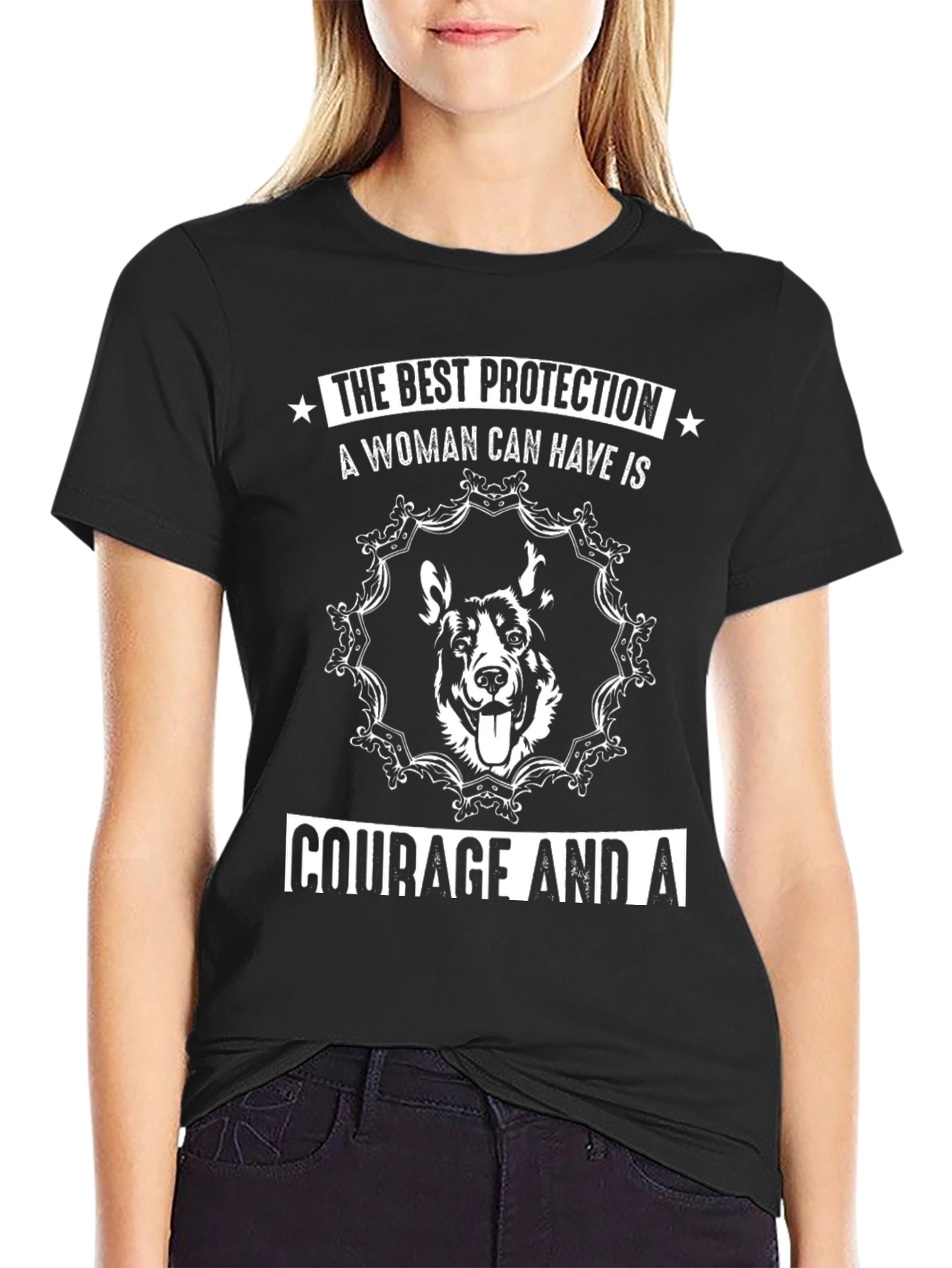 Courageous Dog Graphic T-Shirt