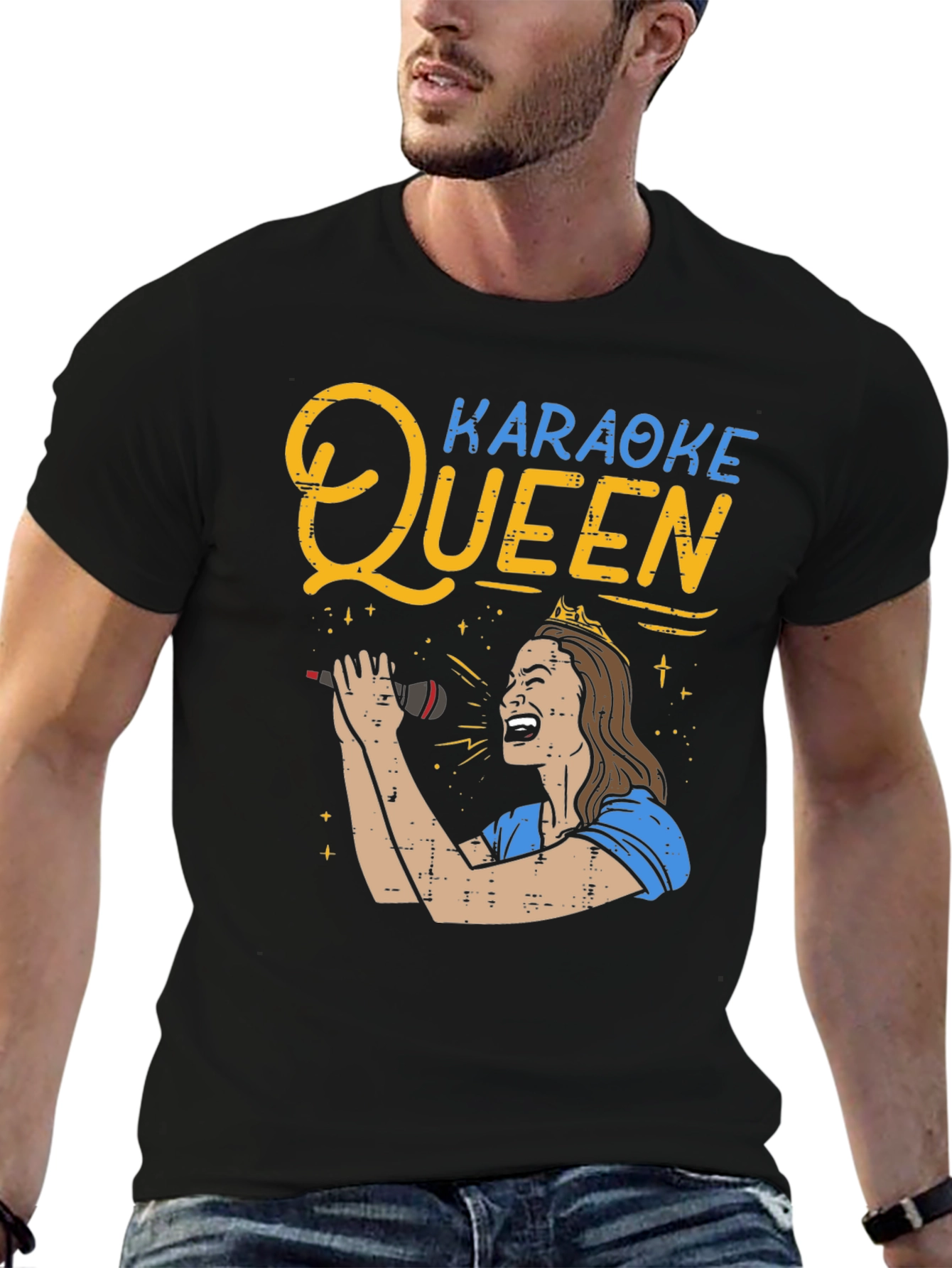 Karaoke Queen Graphic Tee - Black Unisex T-Shirt
