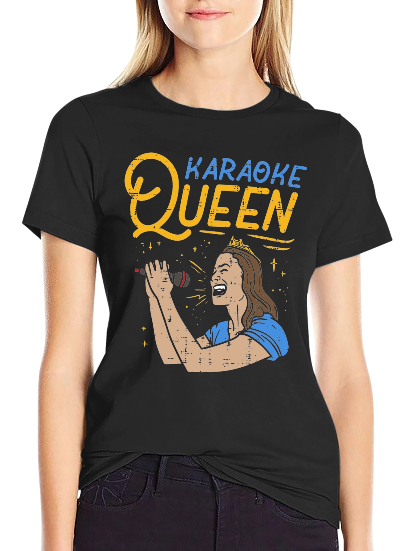 Karaoke Queen Graphic Tee - Black Unisex T-Shirt