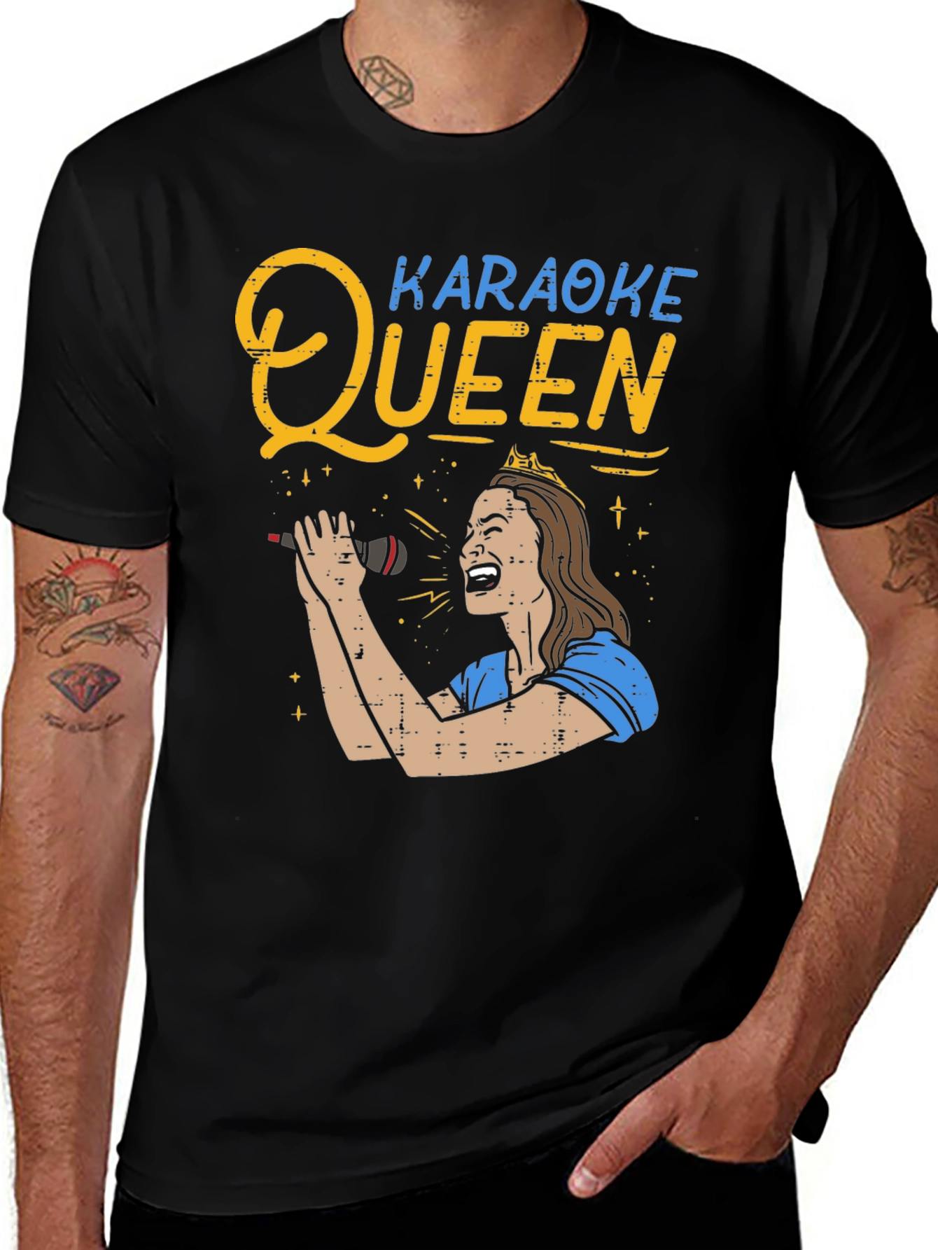 Karaoke Queen Graphic Tee - Black Unisex T-Shirt