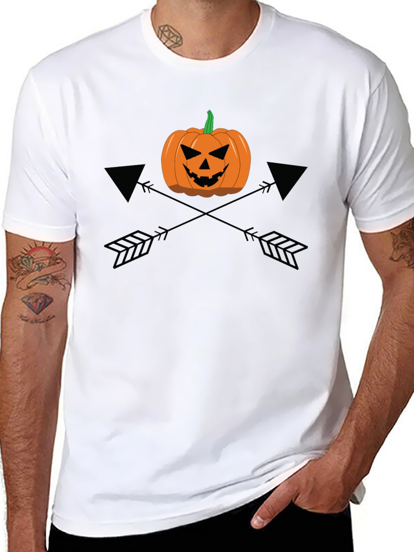 Halloween Pumpkin Arrows Graphic Tee - Mens