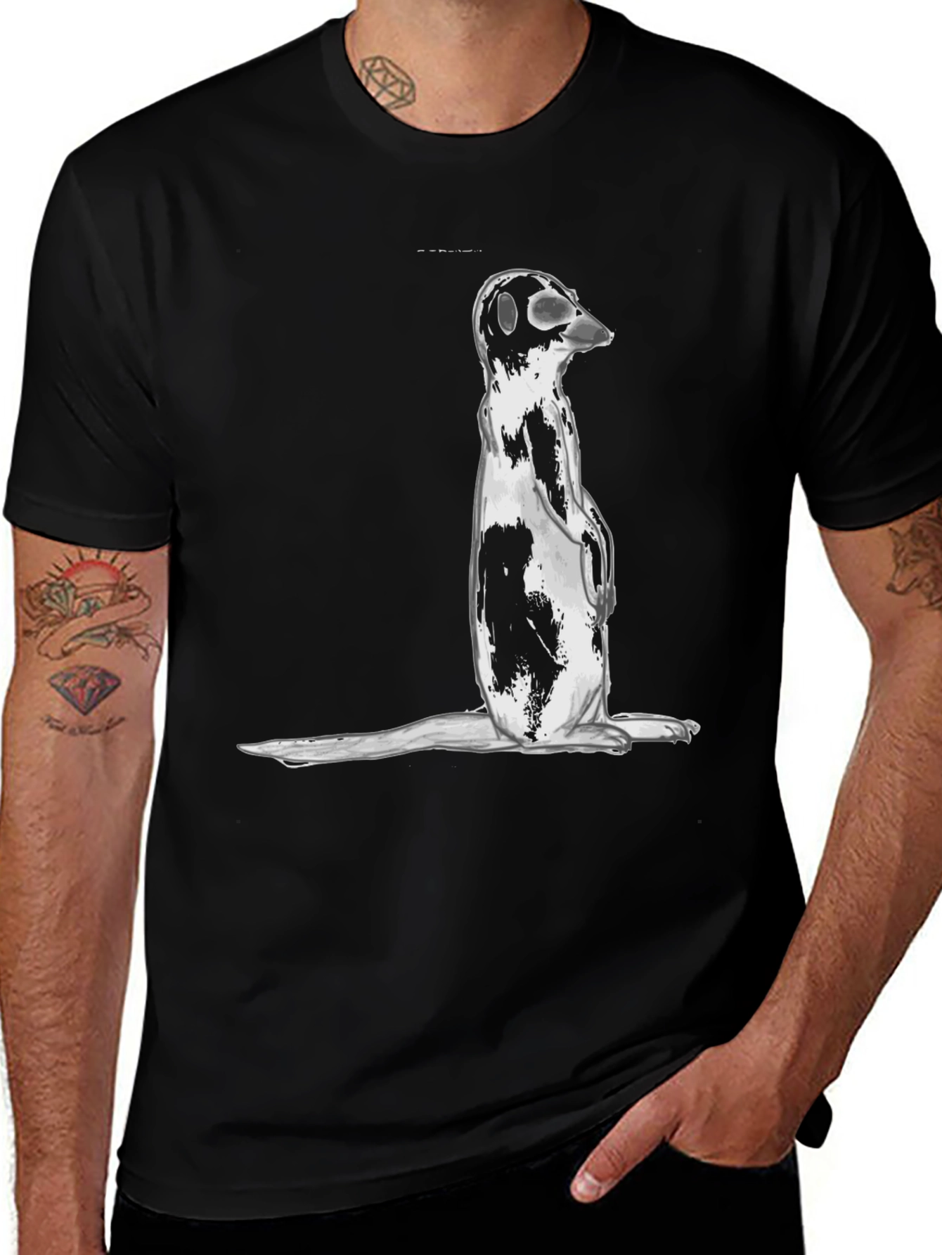 Meerkat Graphic Tee - Casual Black T-Shirt