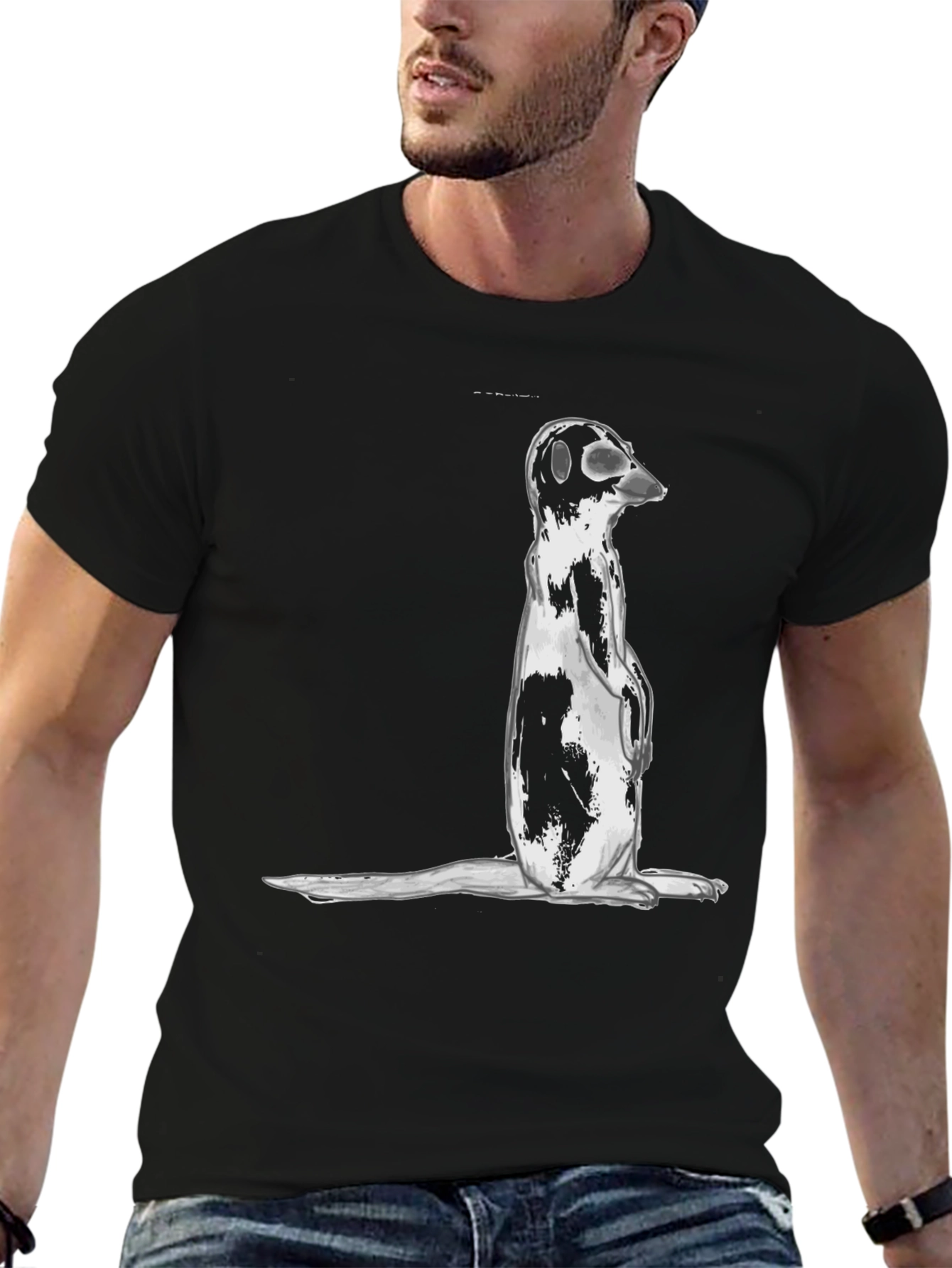 Meerkat Graphic Tee - Casual Black T-Shirt