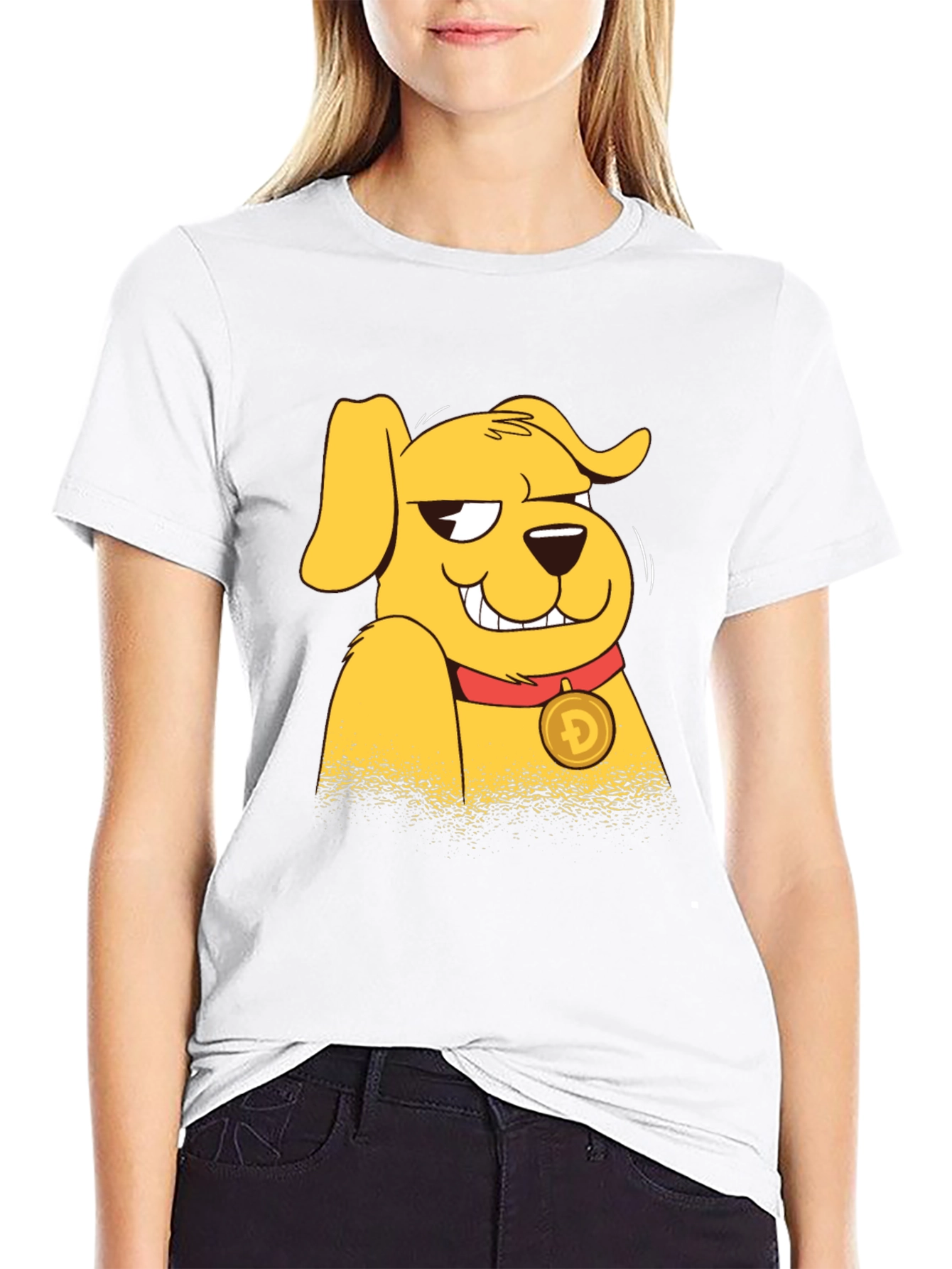 Doge Cartoon Graphic Black T-Shirt