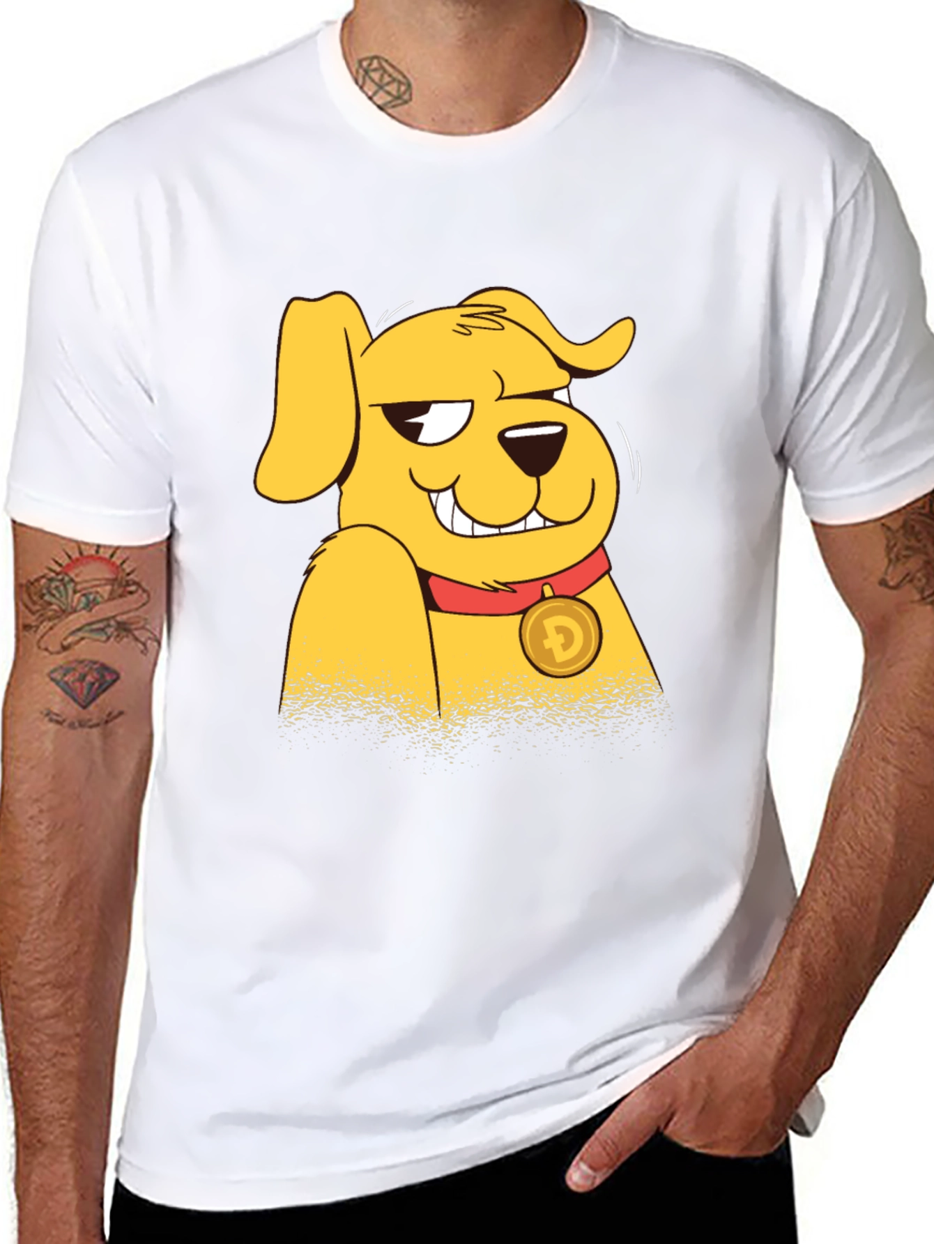 Doge Cartoon Graphic Black T-Shirt