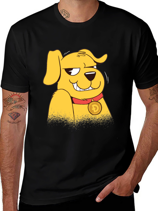 Doge Cartoon Graphic Black T-Shirt