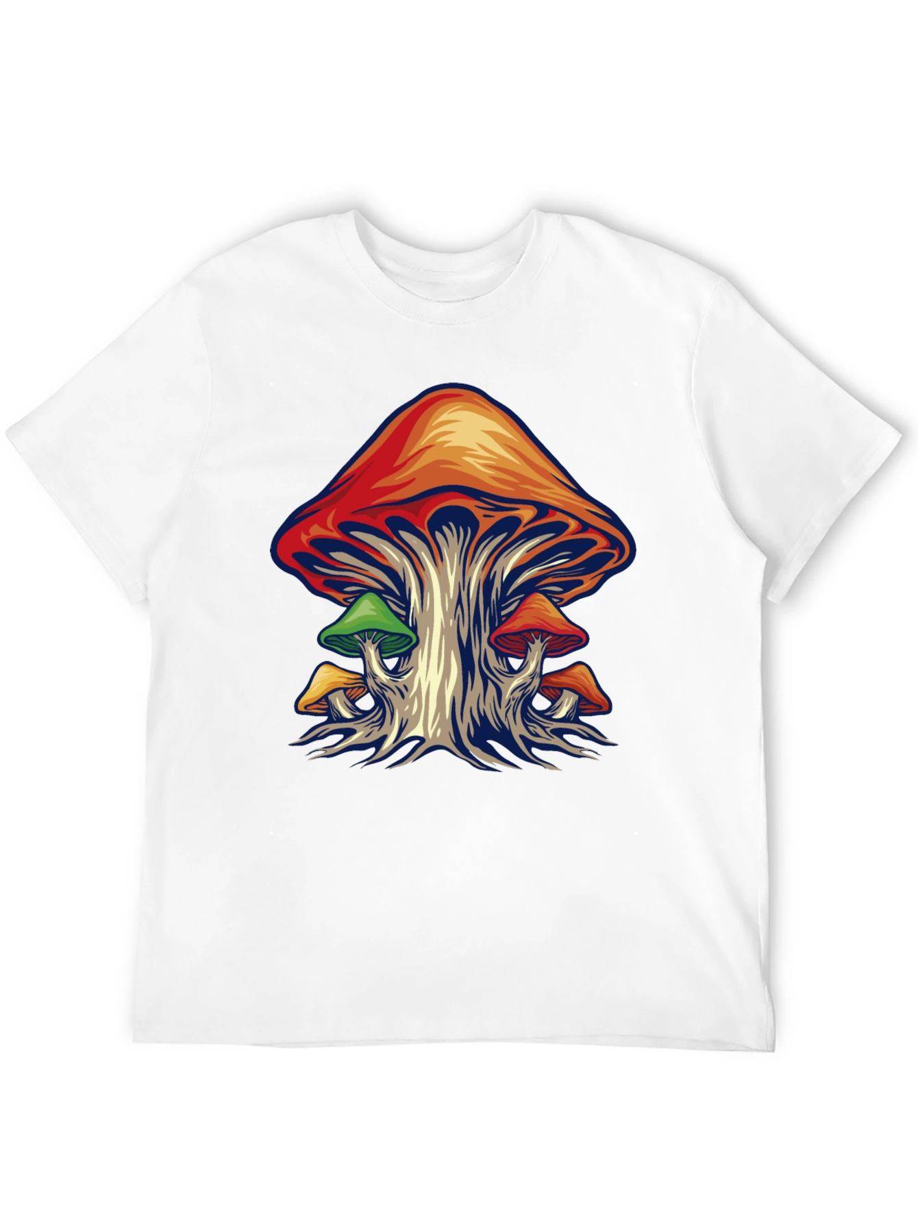 Psychedelic Mushroom Graphic Tee - Black Cotton Shirt