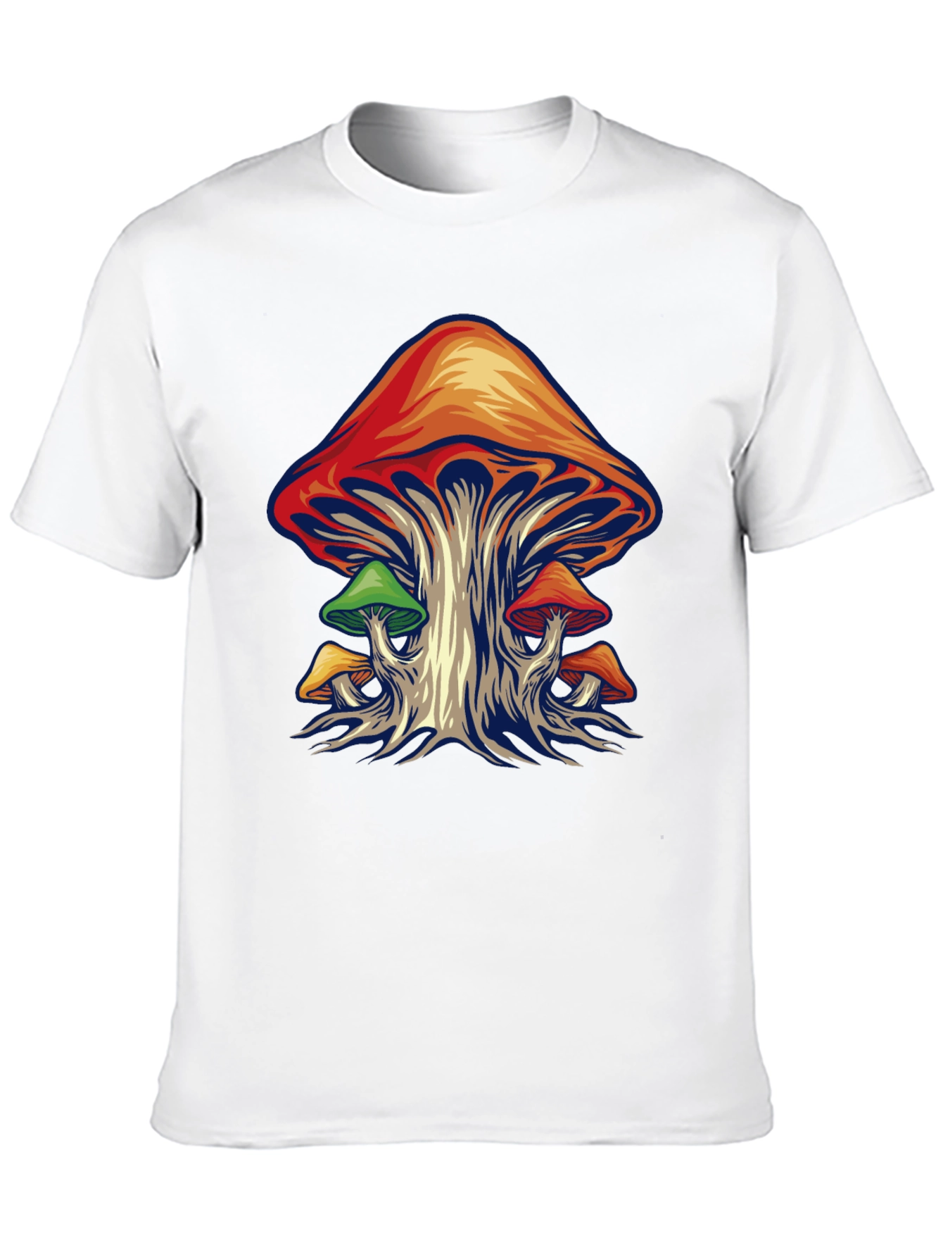 Psychedelic Mushroom Graphic Tee - Black Cotton Shirt