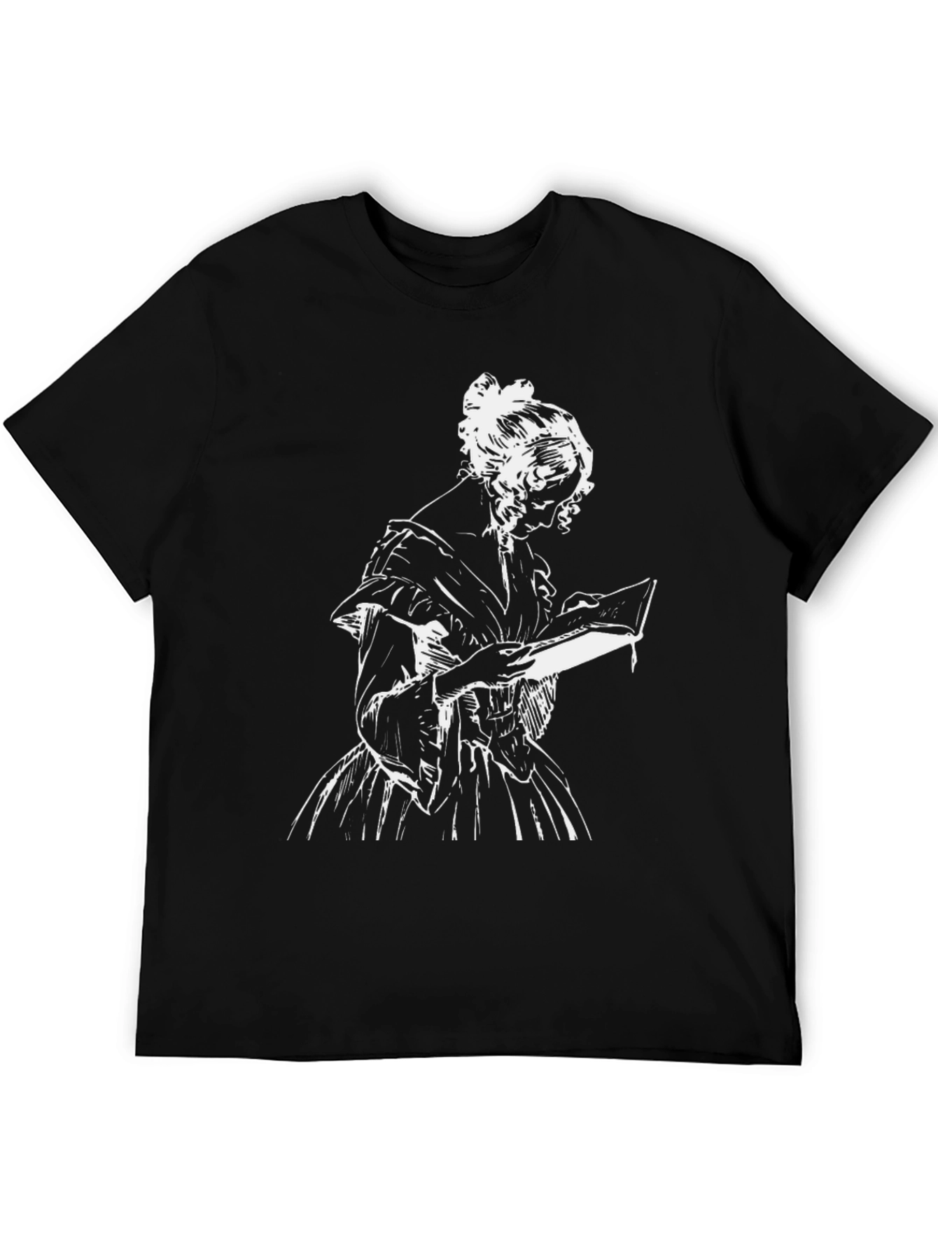 Classic Woman Reading Graphic Tee - Black
