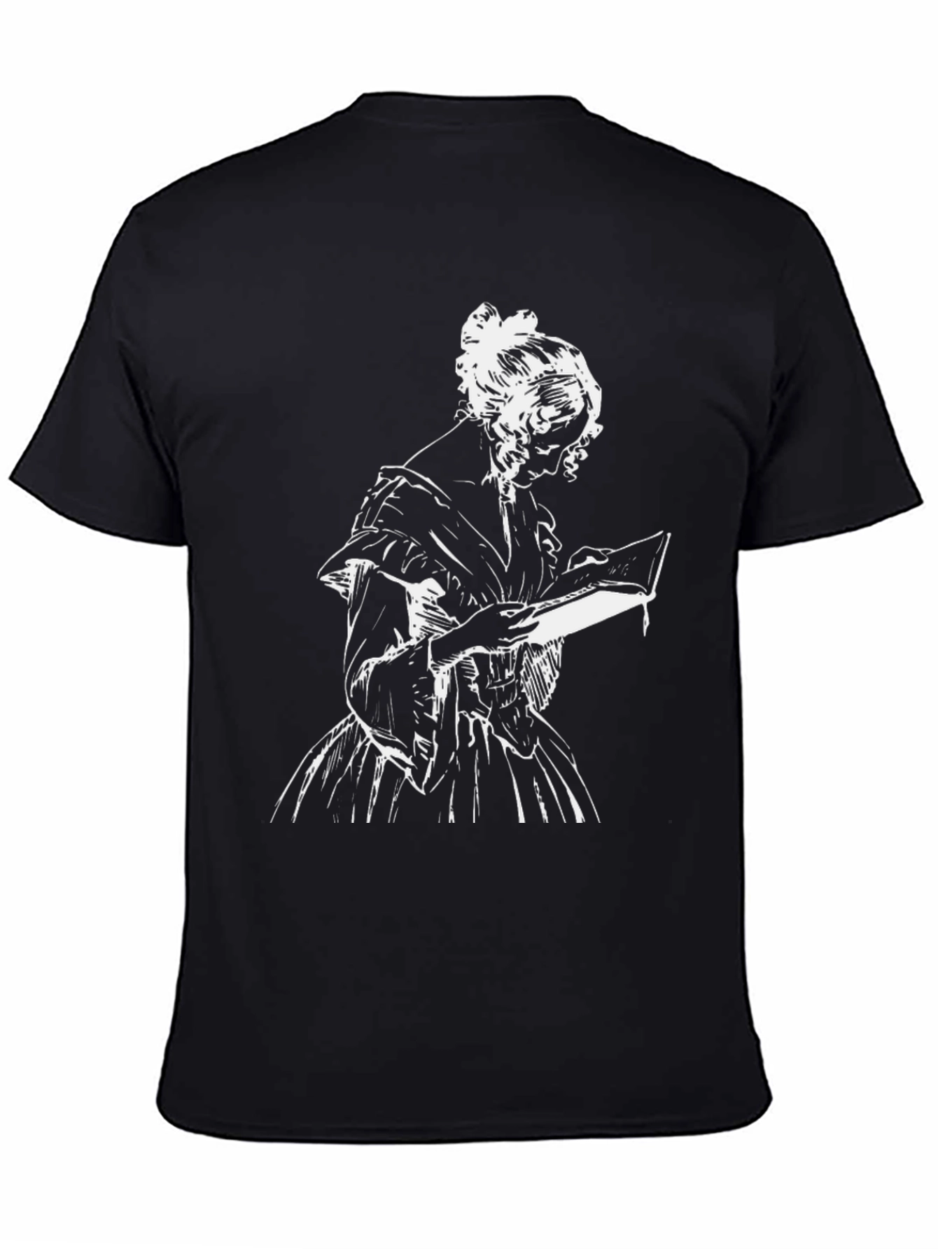 Classic Woman Reading Graphic Tee - Black