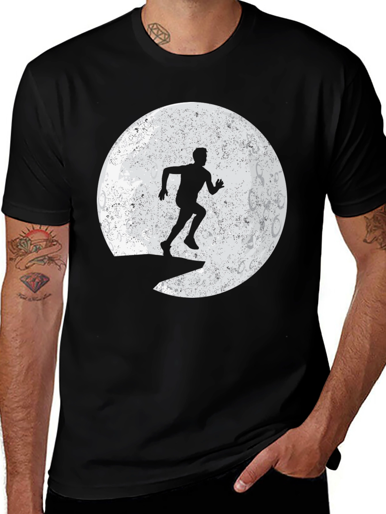 Lunar Runner Graphic Tee - Black Cotton T-Shirt
