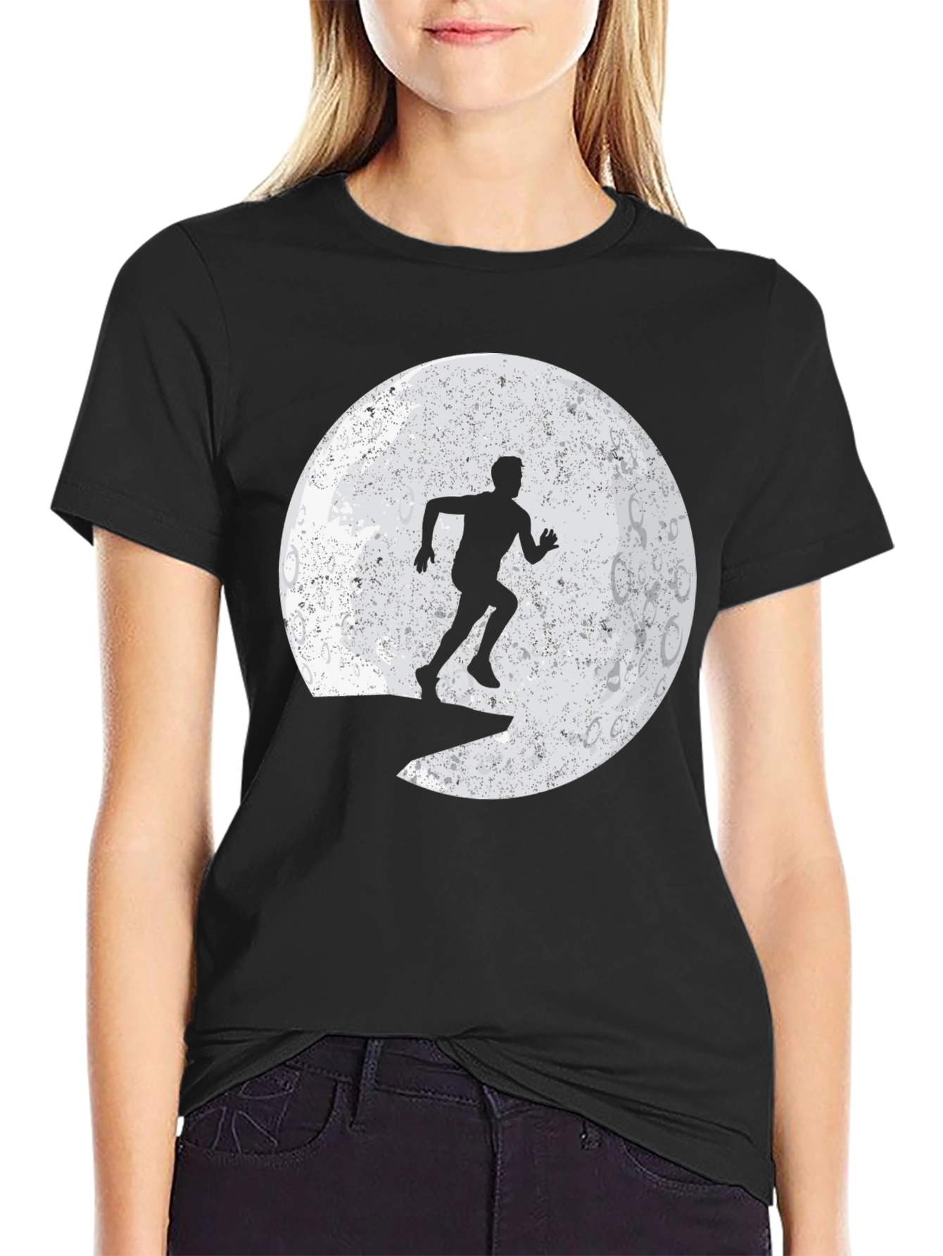 Lunar Runner Graphic Tee - Black Cotton T-Shirt