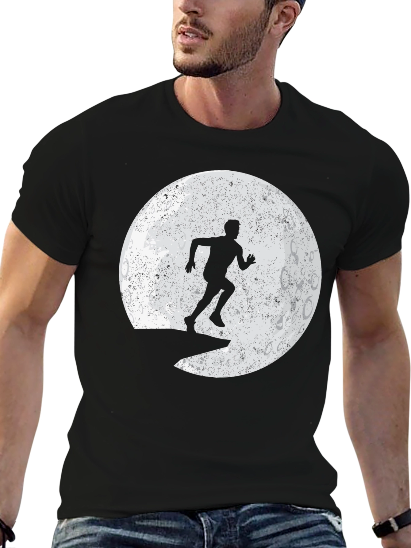 Lunar Runner Graphic Tee - Black Cotton T-Shirt