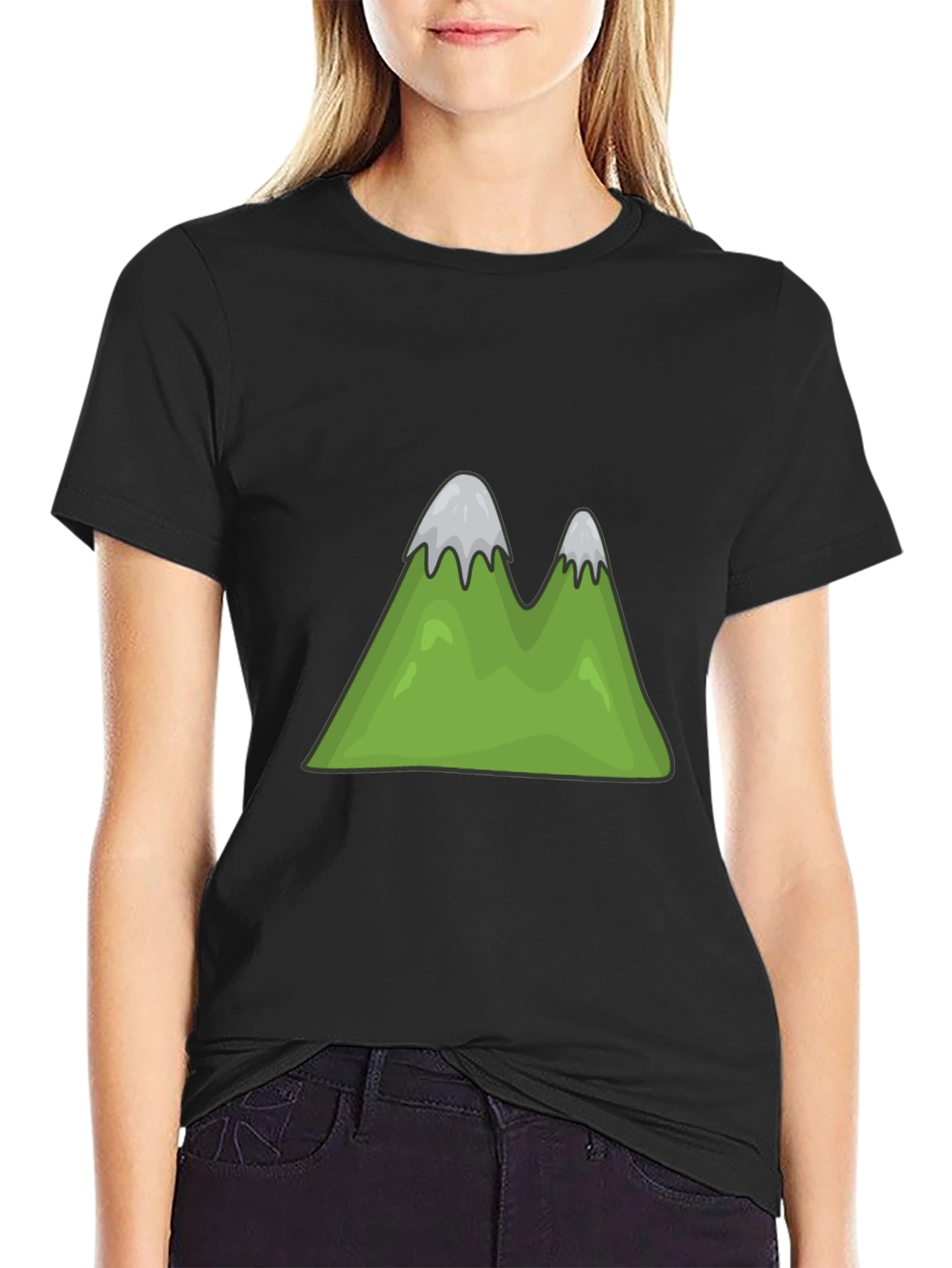 Mountain Cartoon Graphic Tee - Black Casual Shirt