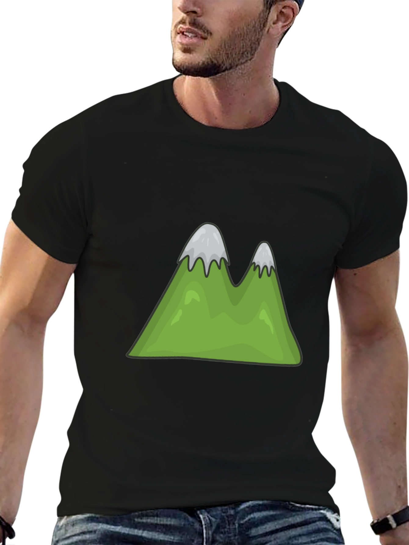 Mountain Cartoon Graphic Tee - Black Casual Shirt