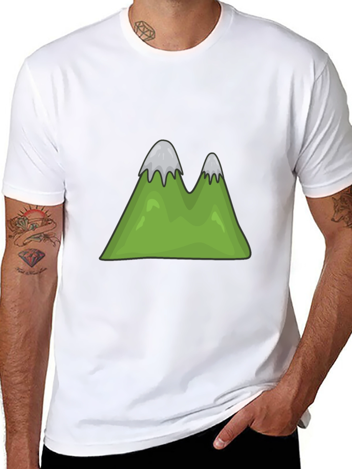 Mountain Cartoon Graphic Tee - Black Casual Shirt