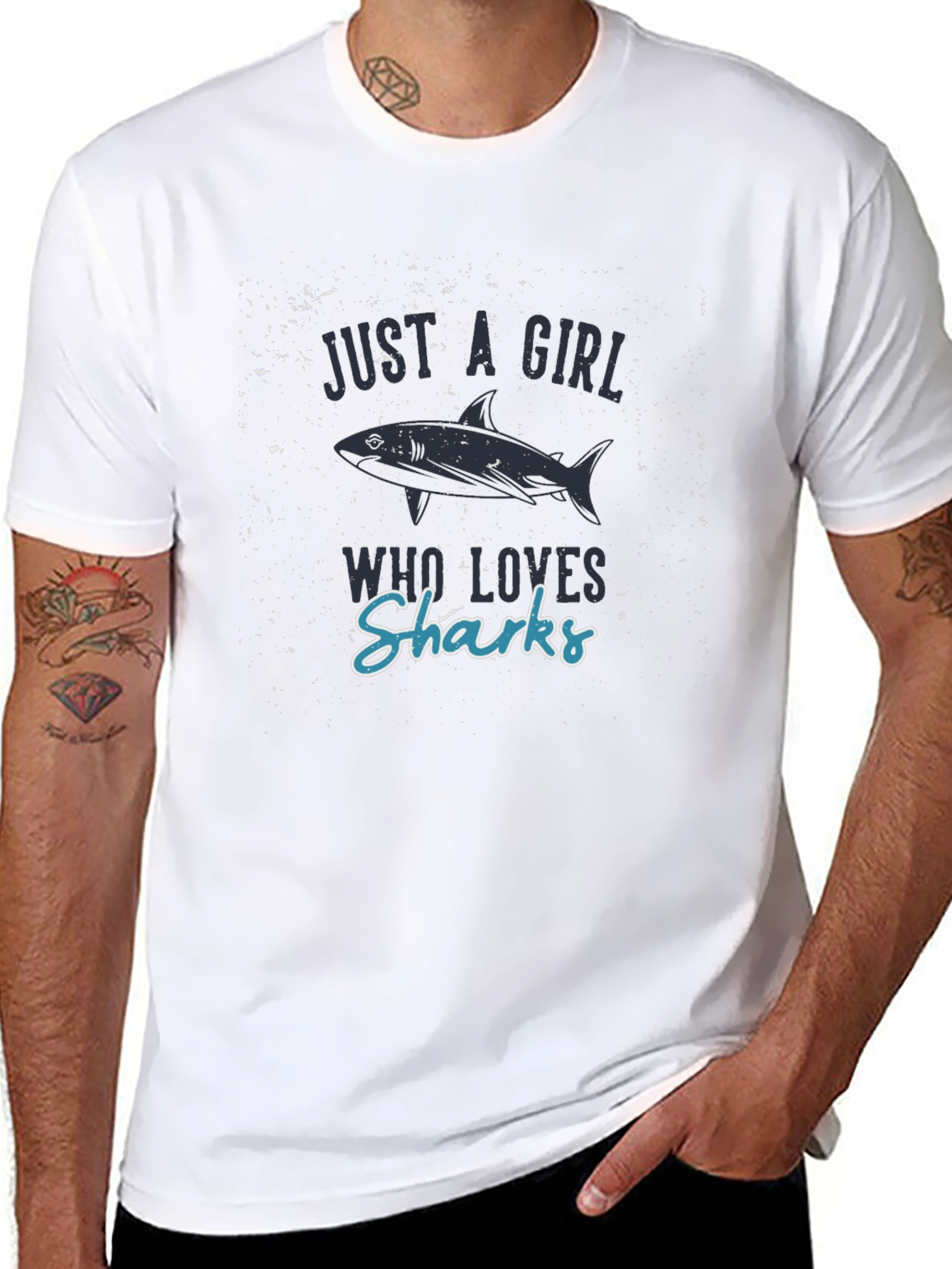 Just a Girl Who Loves Sharks Black T-Shirt