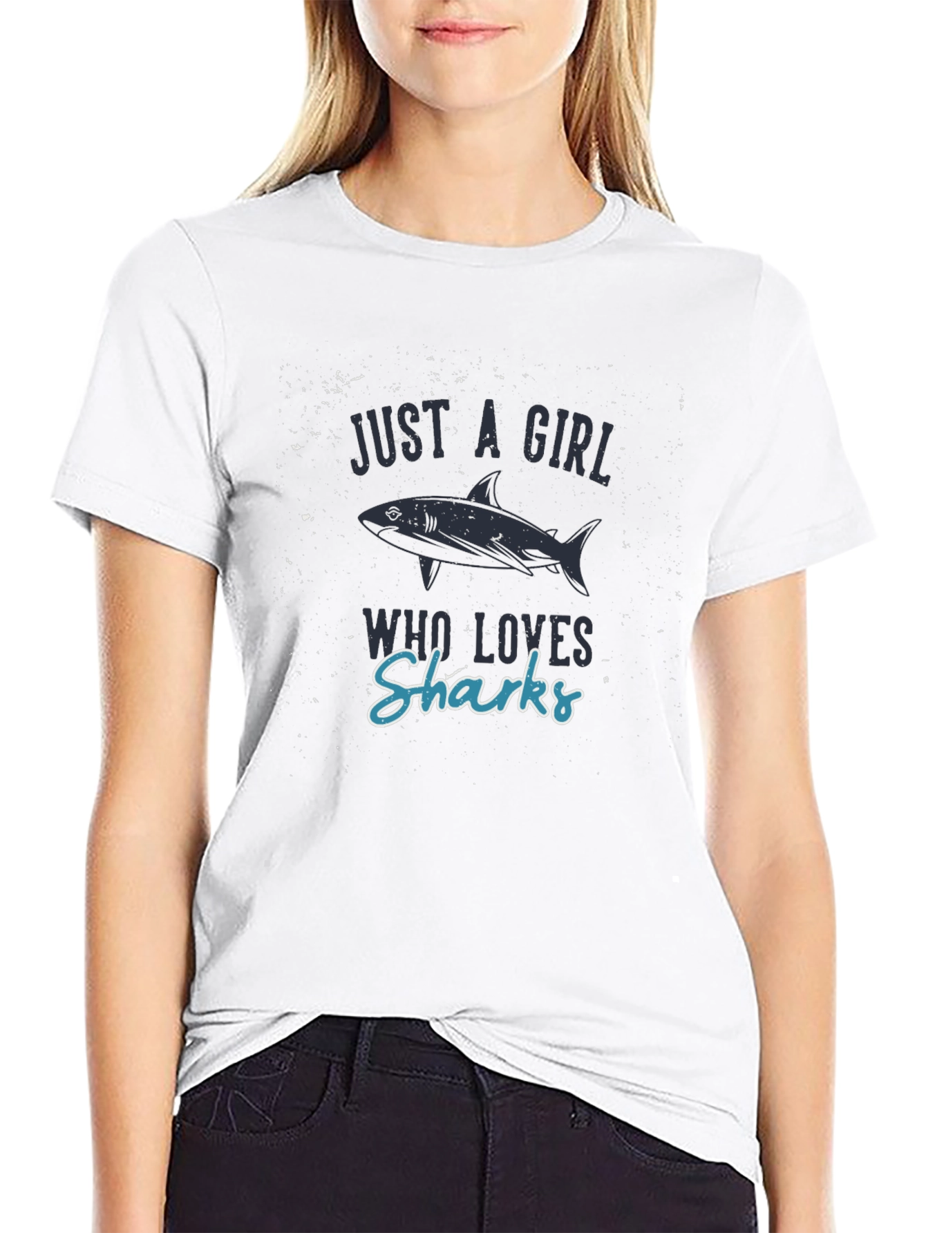Just a Girl Who Loves Sharks Black T-Shirt