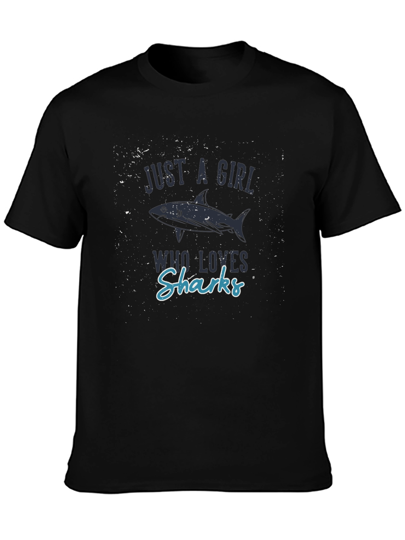Just a Girl Who Loves Sharks Black T-Shirt