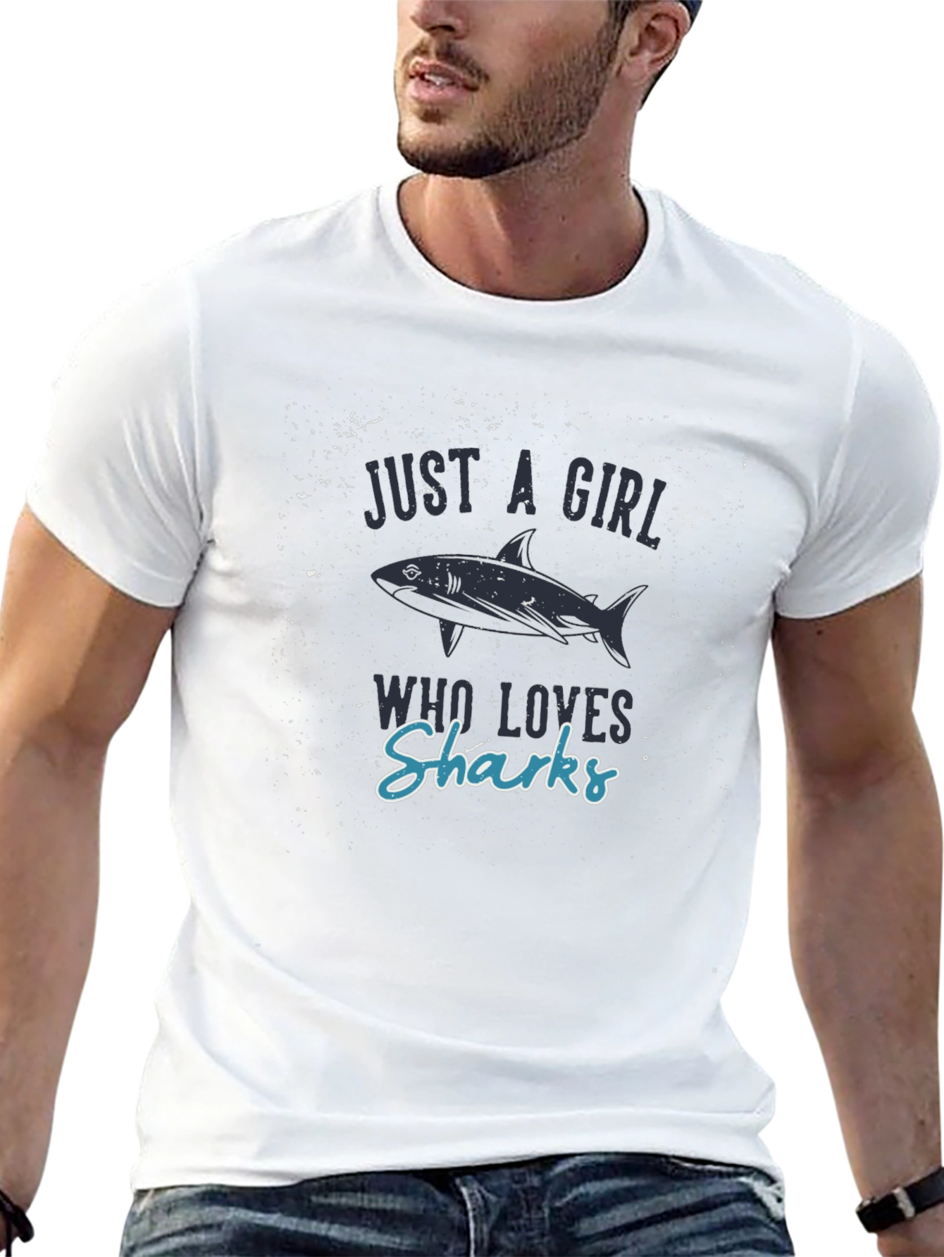 Just a Girl Who Loves Sharks Black T-Shirt