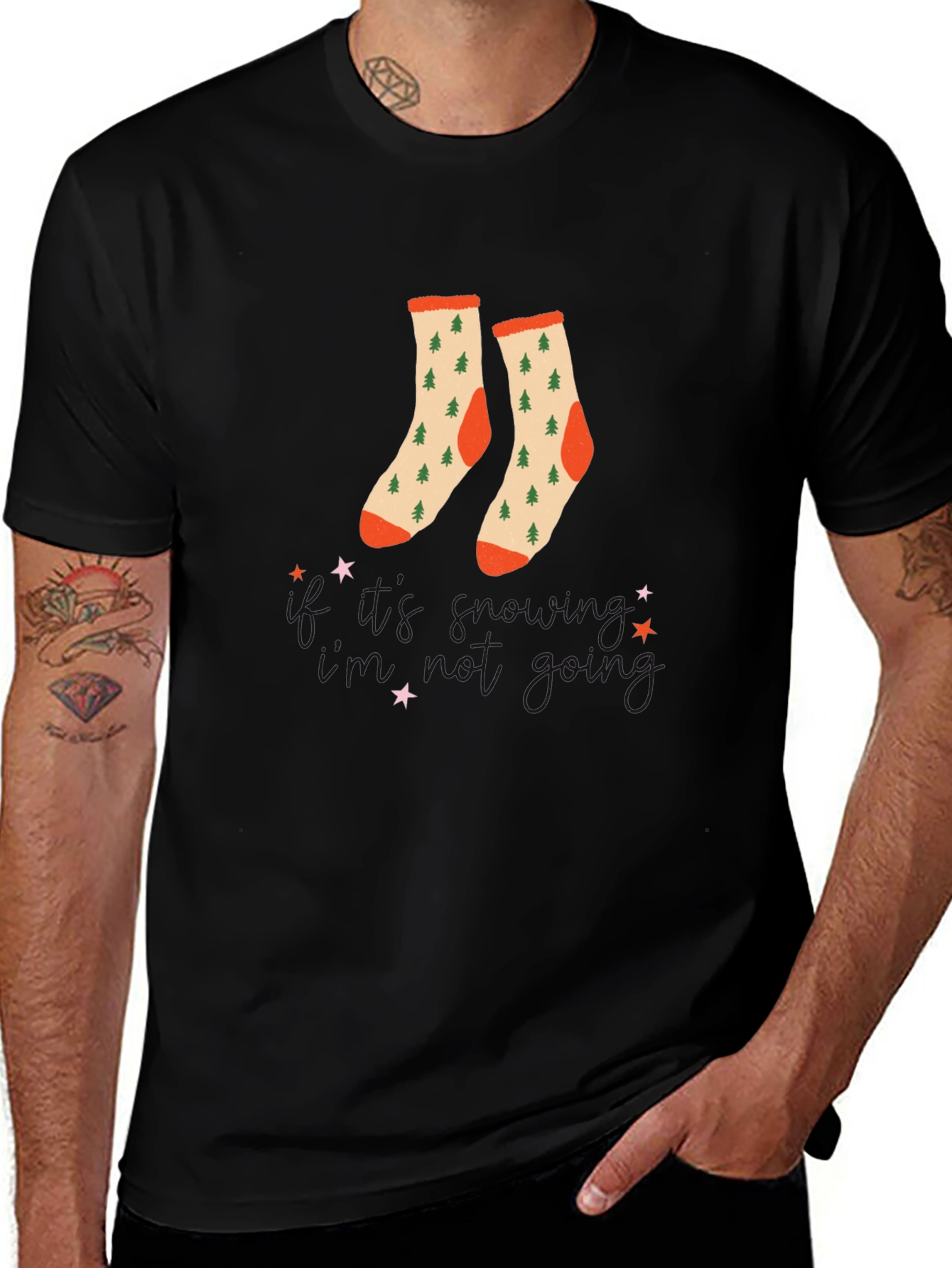 Festive Christmas Tree Socks T-Shirt