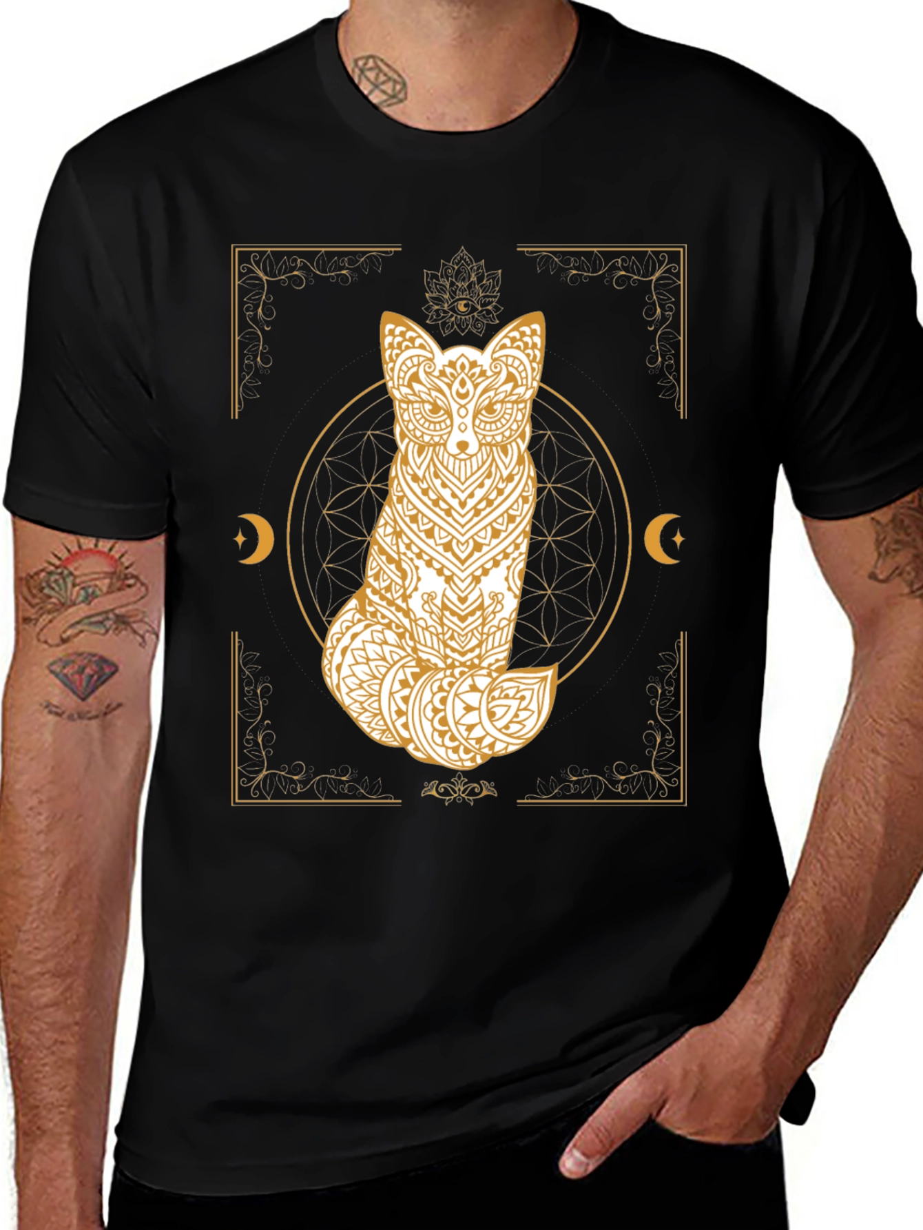 Mystic Fox Graphic Tee - Unisex Black T-Shirt