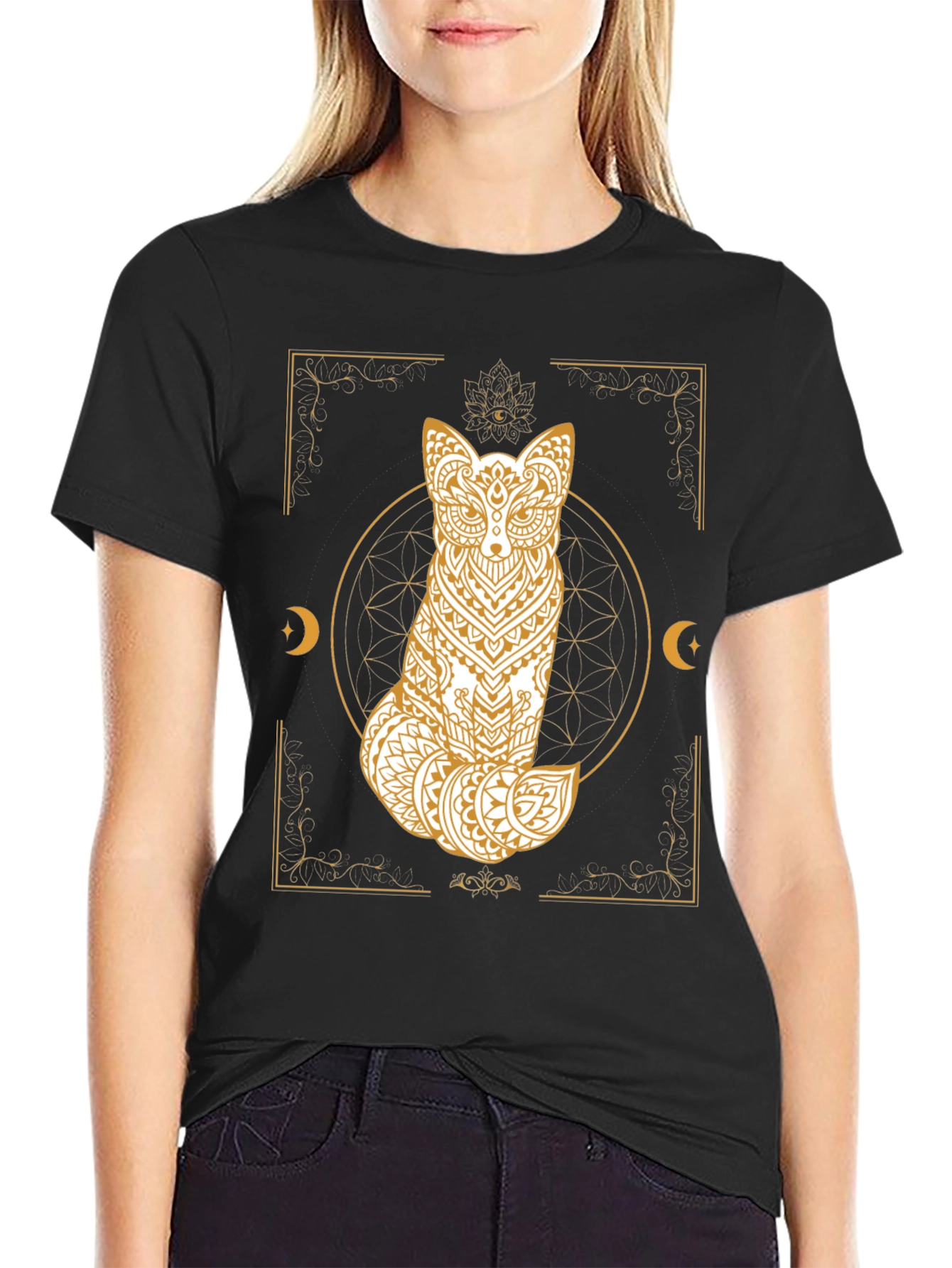 Mystic Fox Graphic Tee - Unisex Black T-Shirt