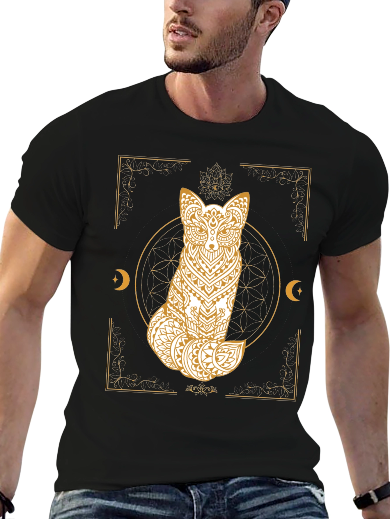 Mystic Fox Graphic Tee - Unisex Black T-Shirt