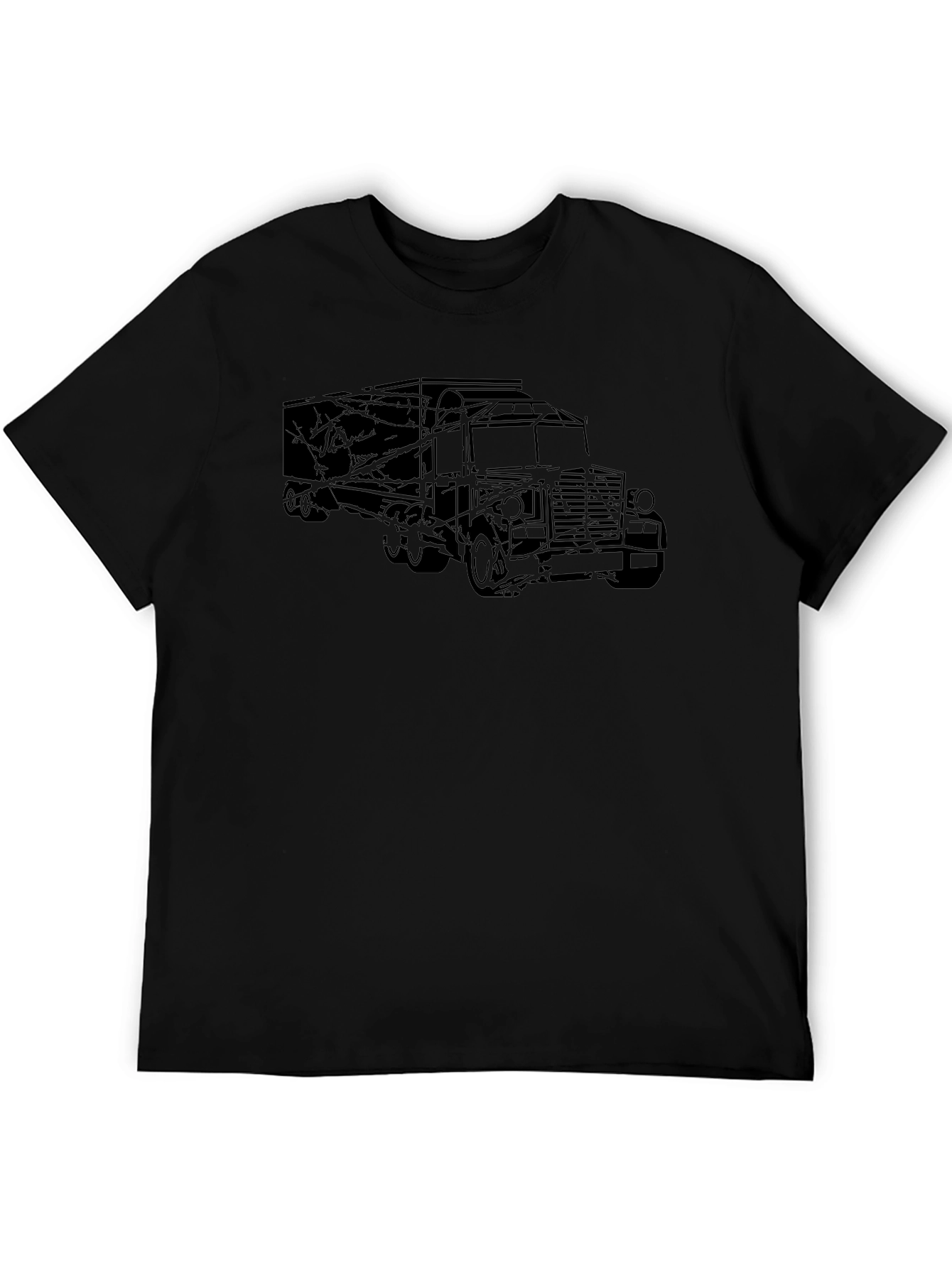 Truck Outline Graphic Tee - Black Casual Shirt