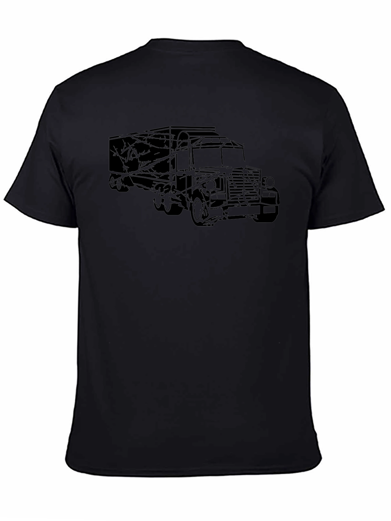 Truck Outline Graphic Tee - Black Casual Shirt