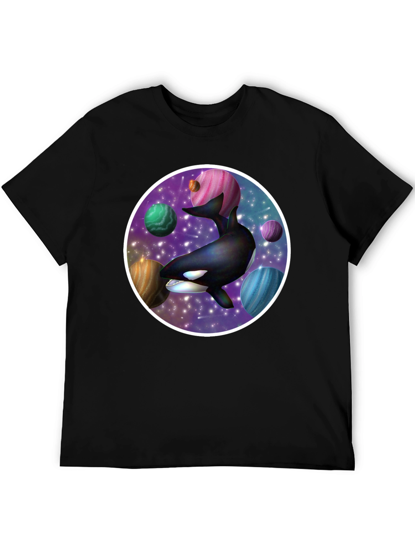 Space Orca Graphic Tee - Galaxy Whale Design