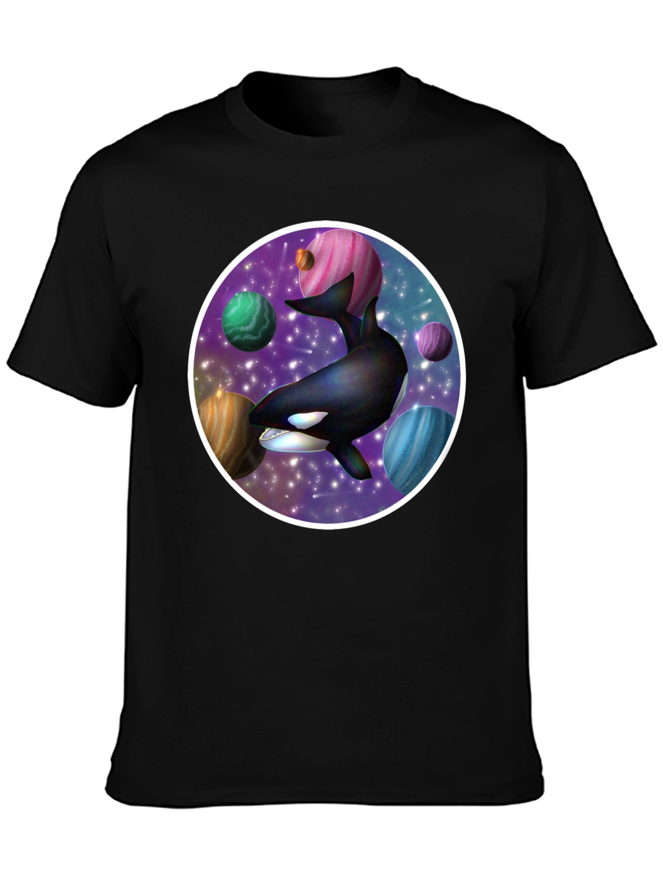 Space Orca Graphic Tee - Galaxy Whale Design