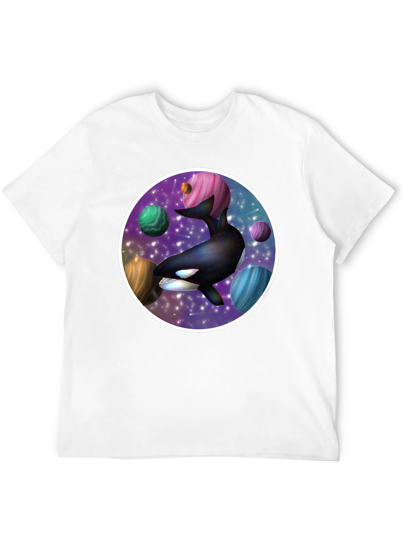 Space Orca Graphic Tee - Galaxy Whale Design