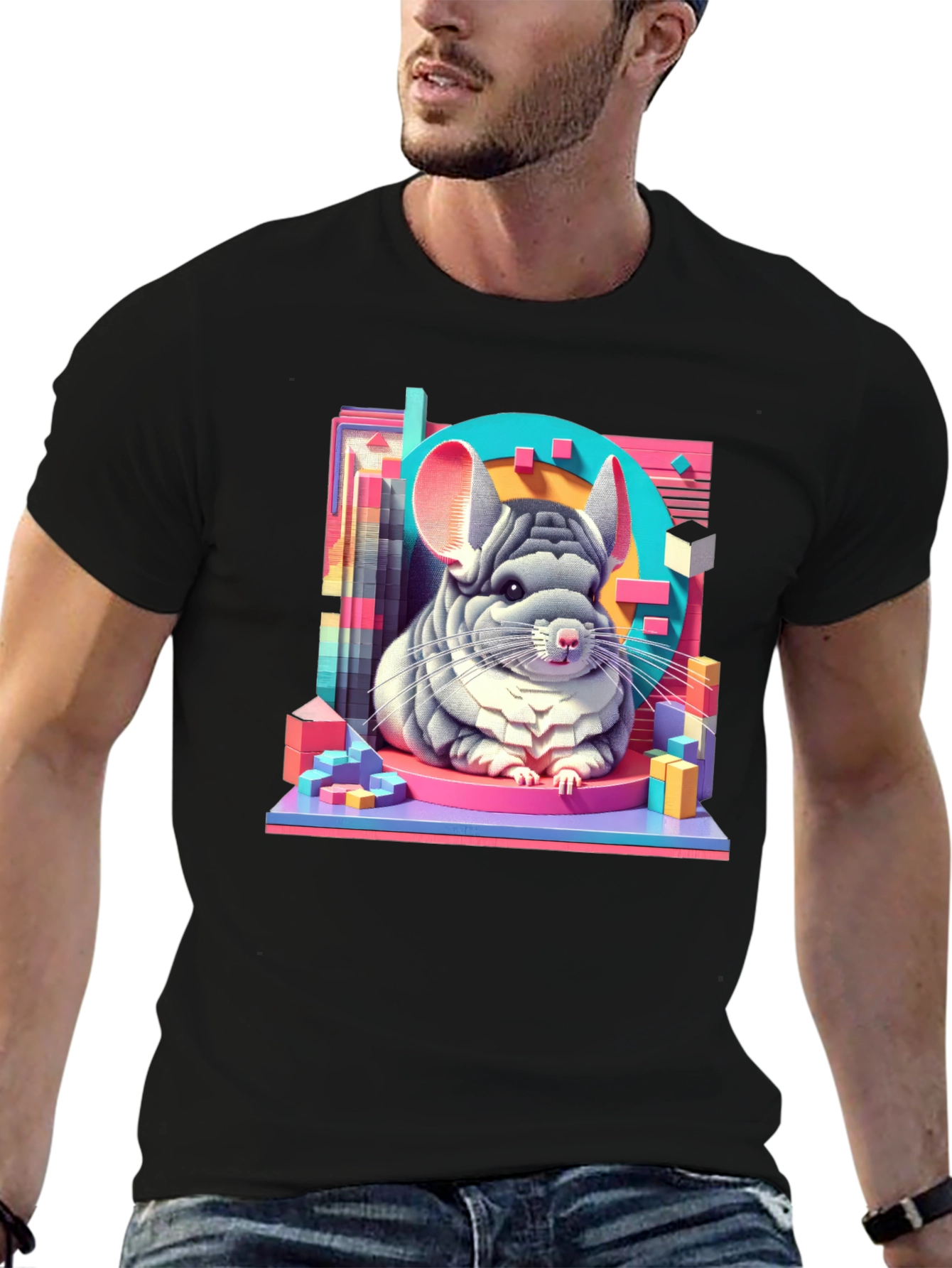 Chinchilla Graphic Tee - Unique Animal Art T-Shirt