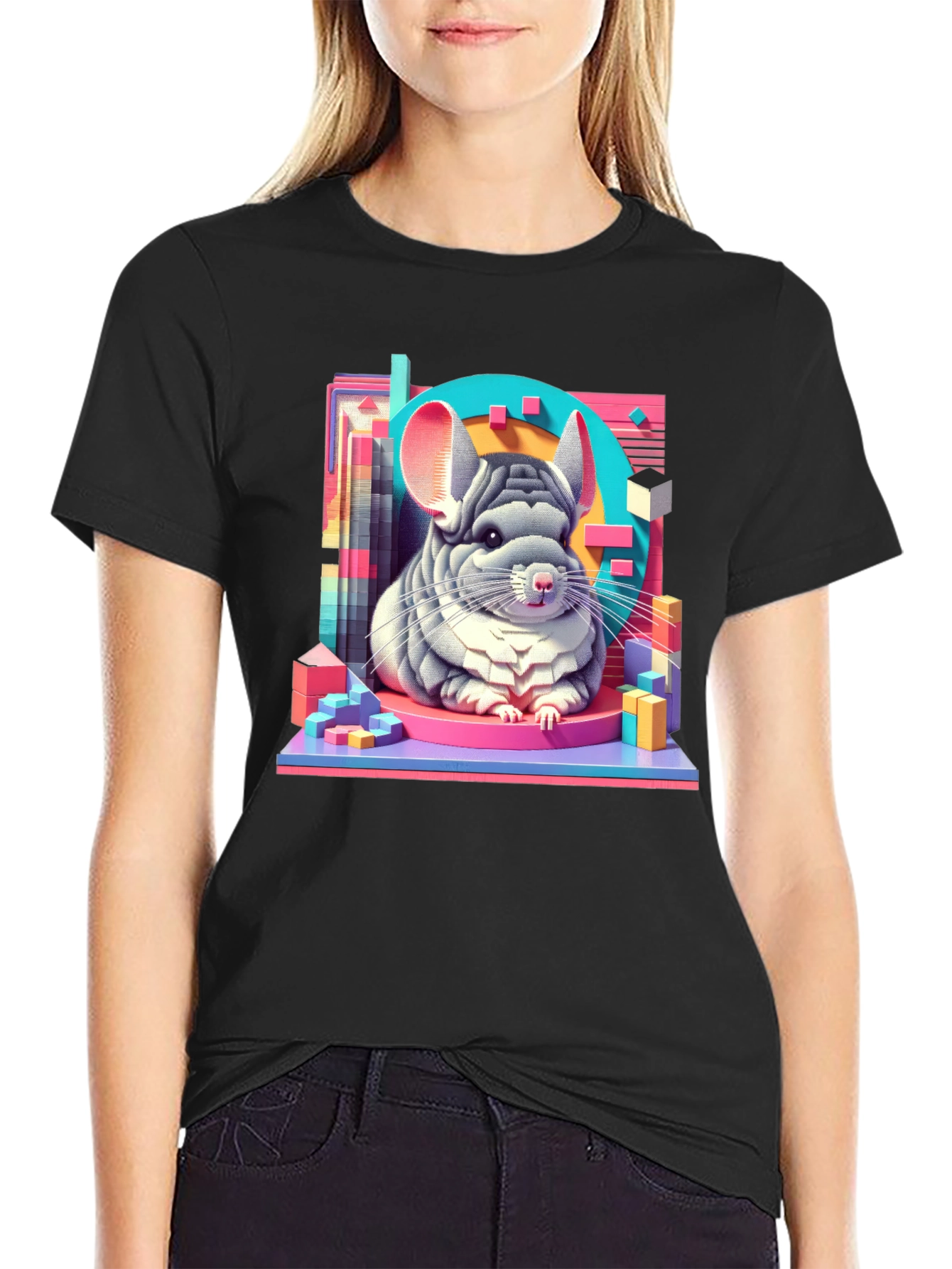 Chinchilla Graphic Tee - Unique Animal Art T-Shirt