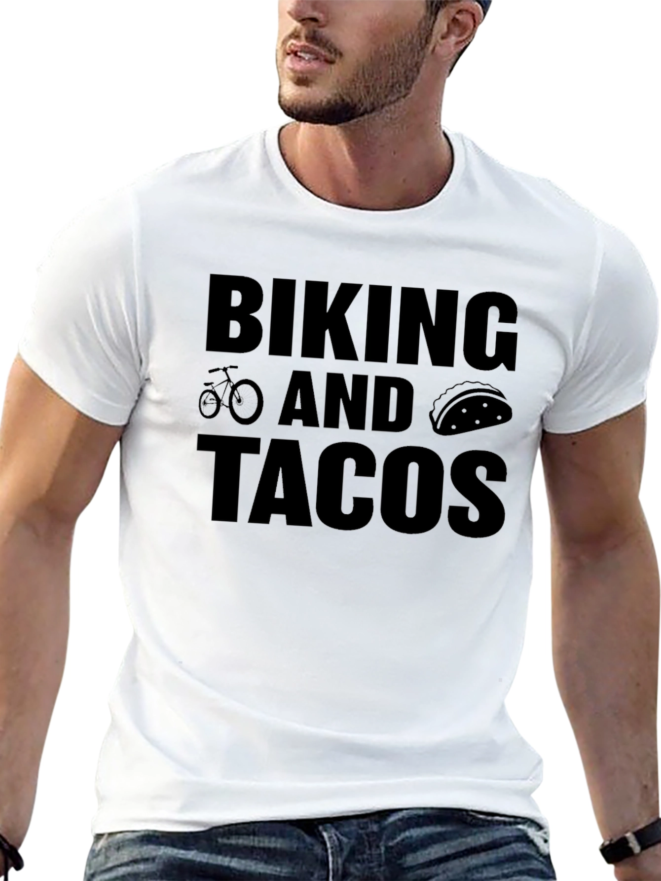Biking and Tacos Black Graphic Tee