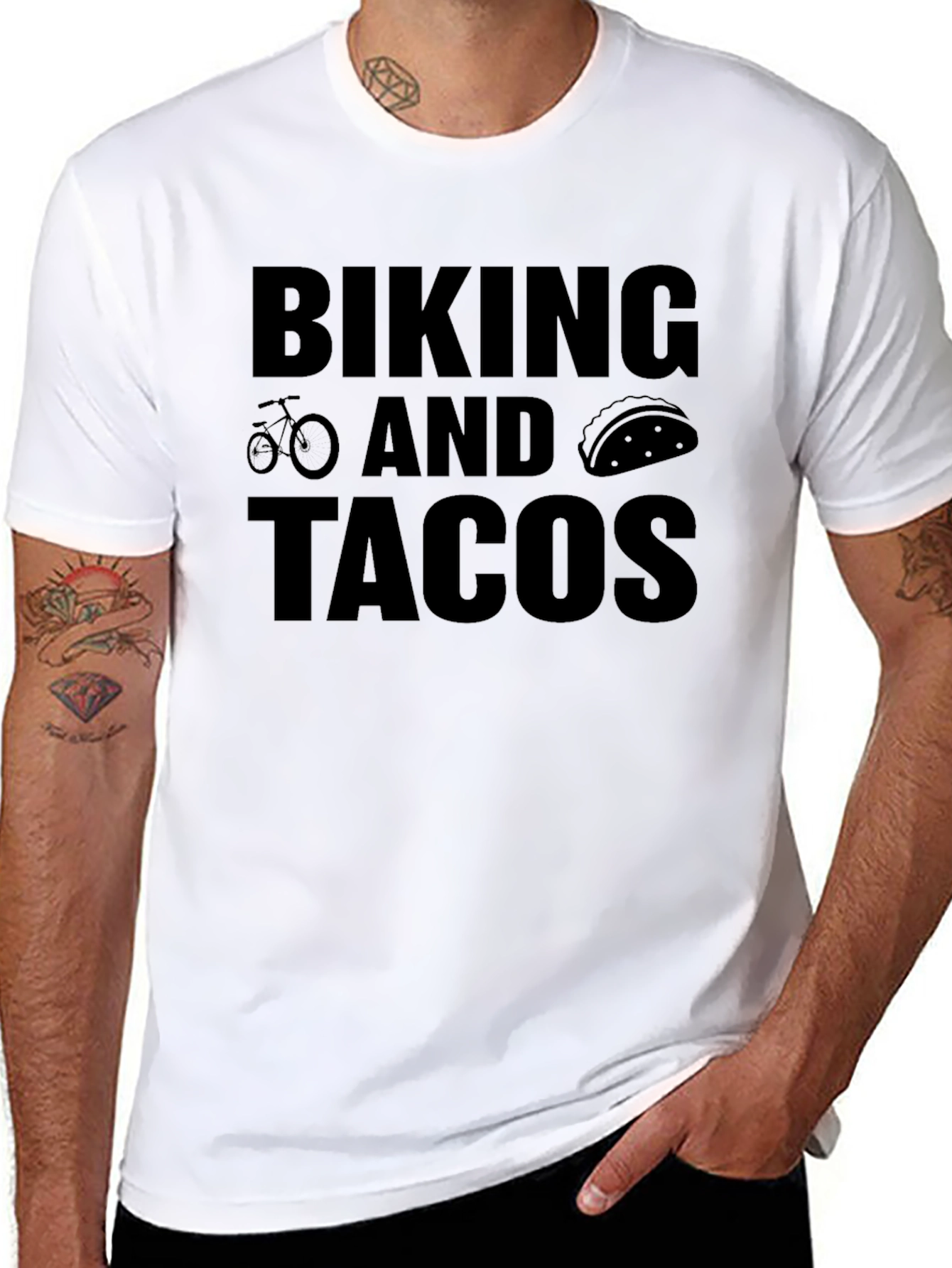 Biking and Tacos Black Graphic Tee