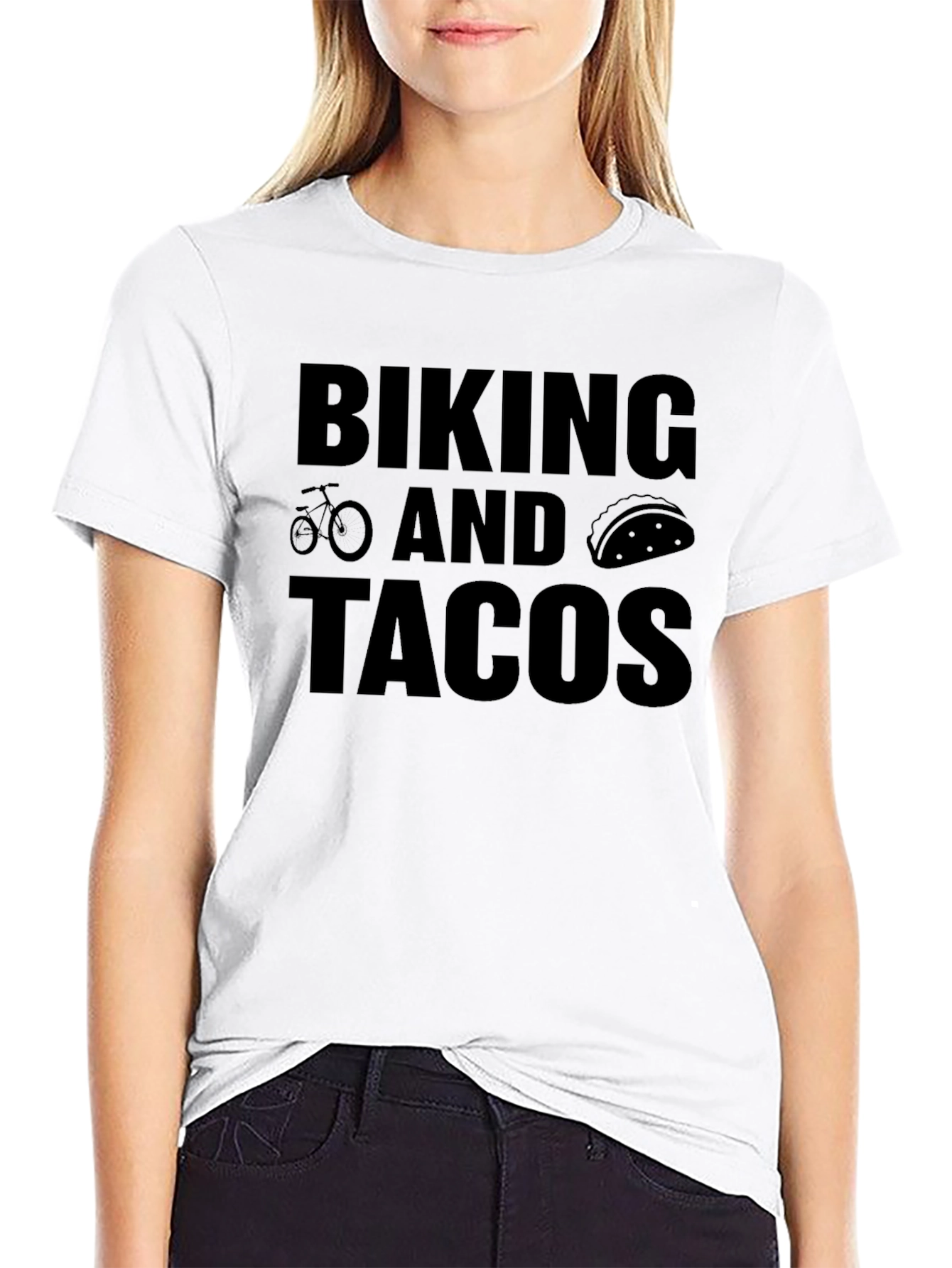 Biking and Tacos Black Graphic Tee