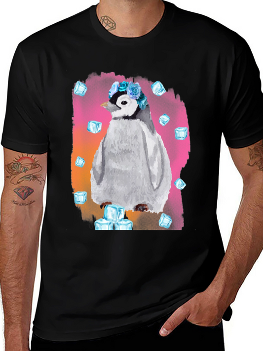 Penguin with Flower Crown Graphic Tee - Cool Summer Style
