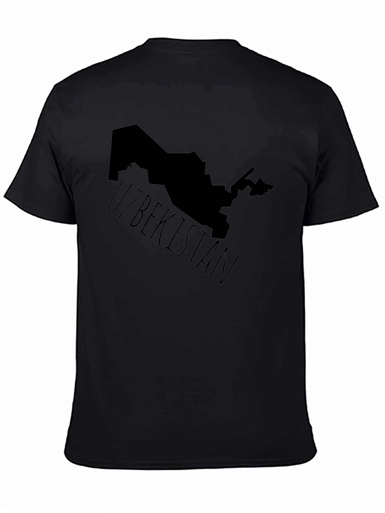 Uzbekistan Map Graphic Tee - Black Cotton T-Shirt