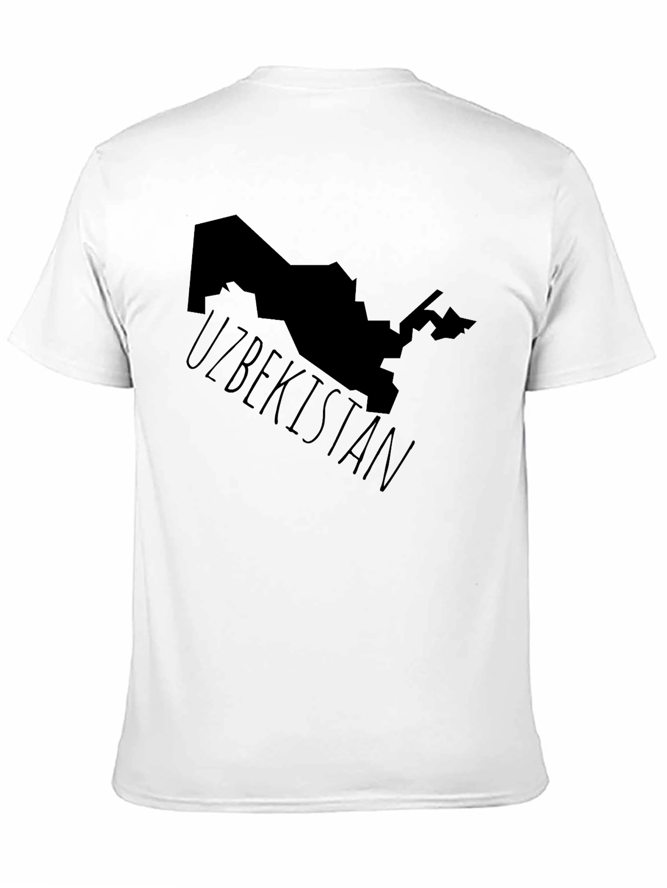 Uzbekistan Map Graphic Tee - Black Cotton T-Shirt
