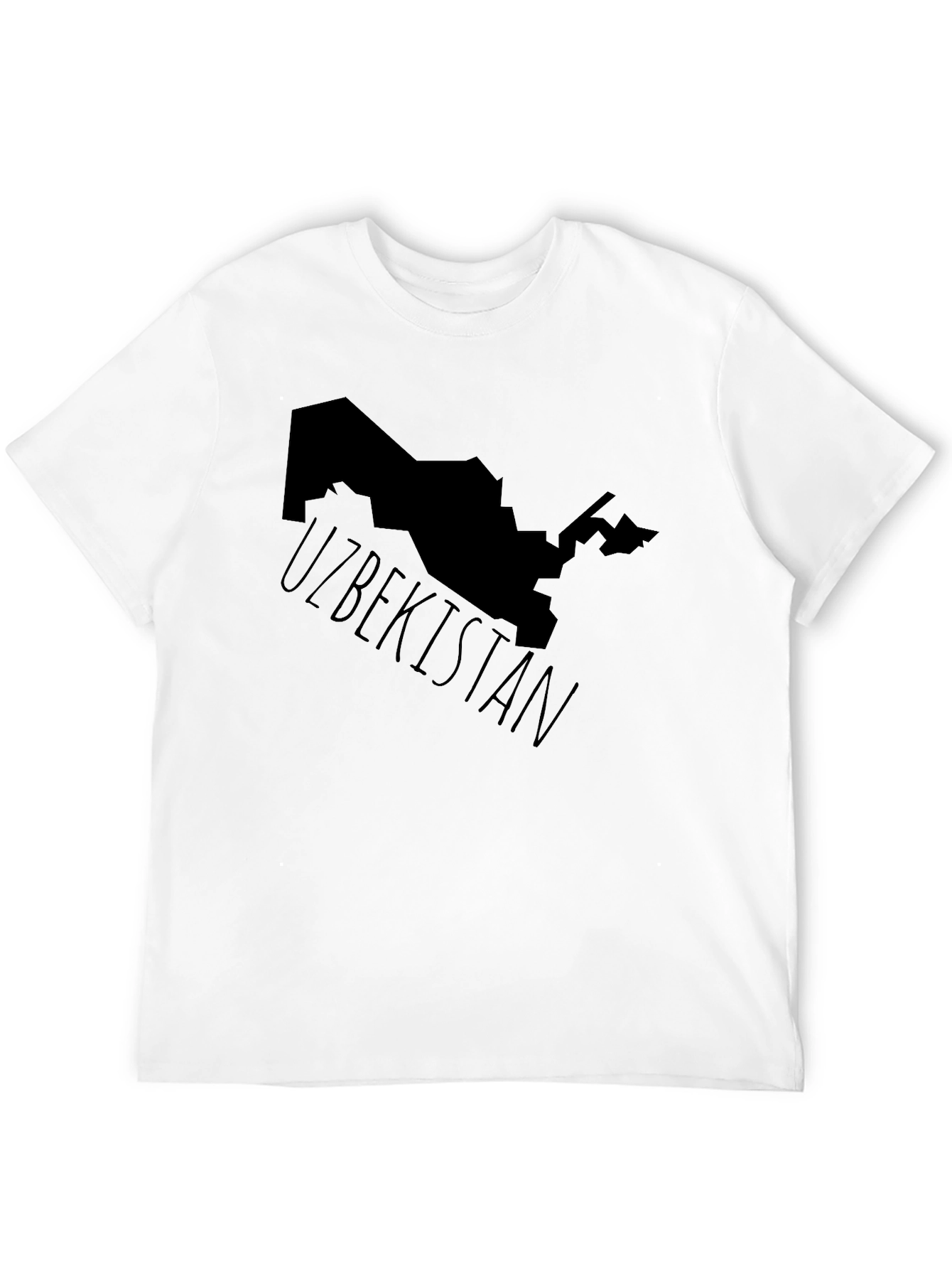 Uzbekistan Map Graphic Tee - Black Cotton T-Shirt
