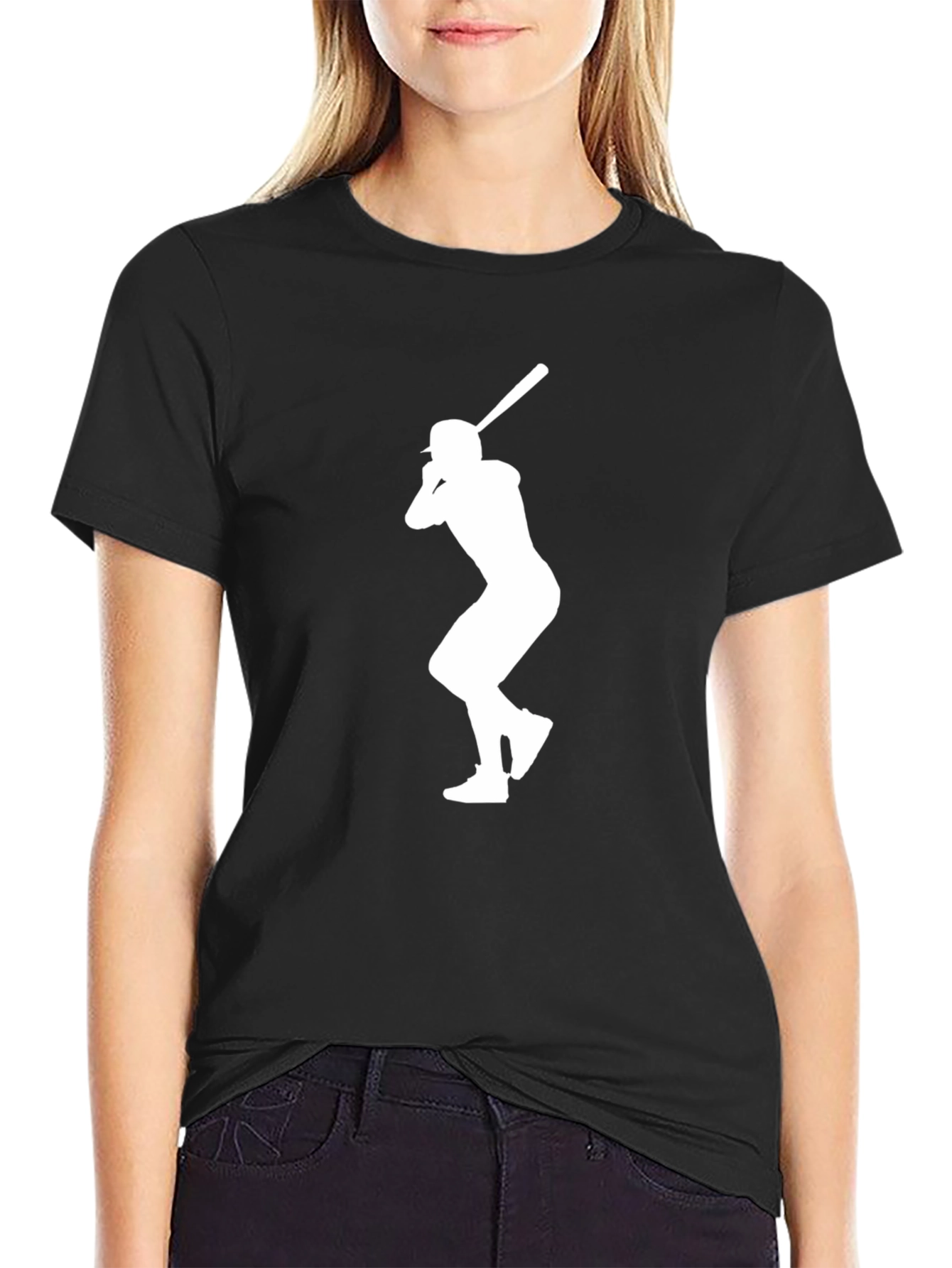 Baseball Player Silhouette Black T-Shirt