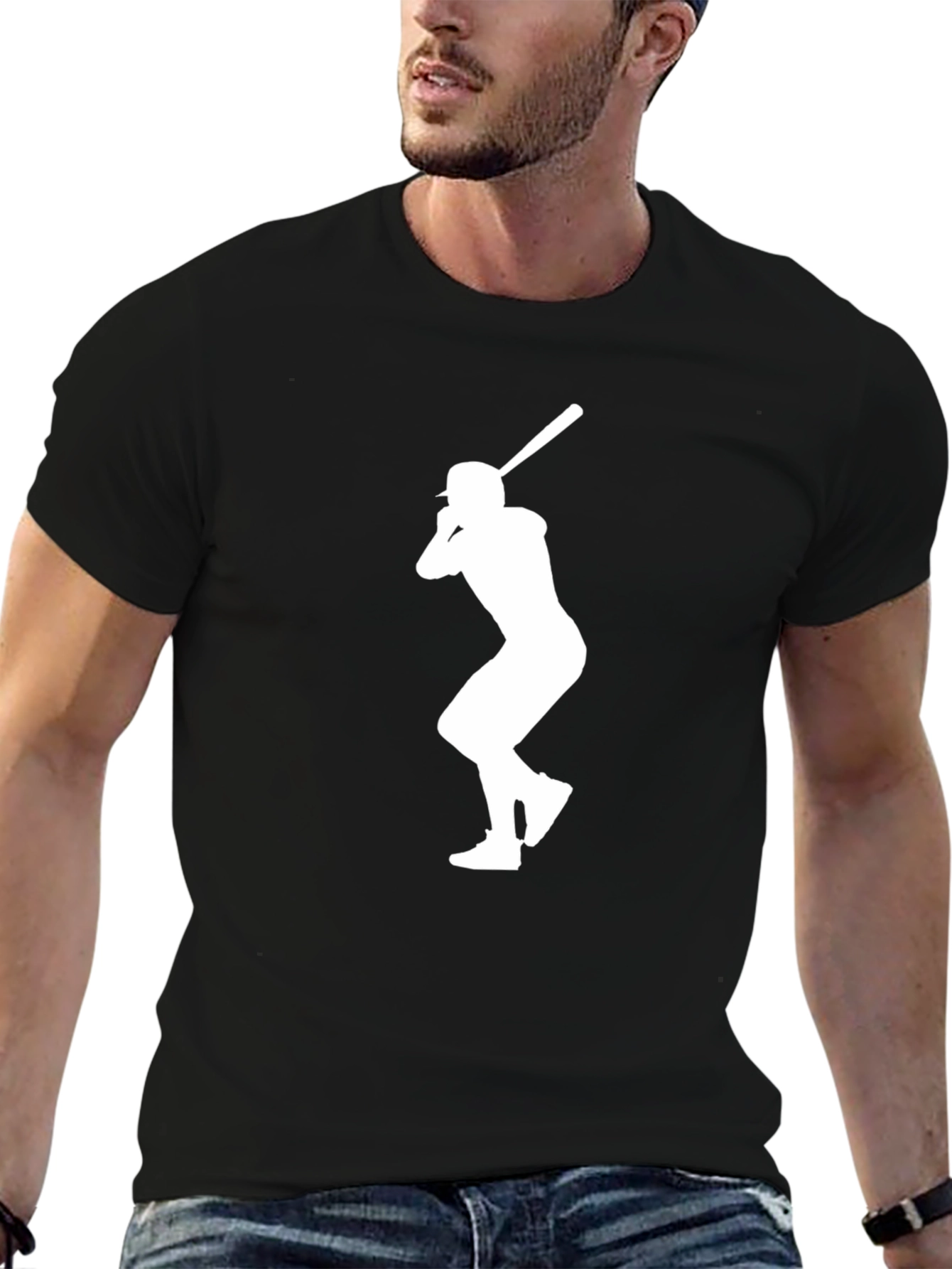 Baseball Player Silhouette Black T-Shirt