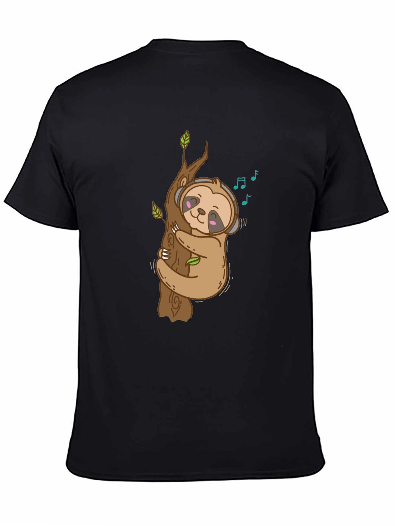 Sloth Music Lover Black T-Shirt