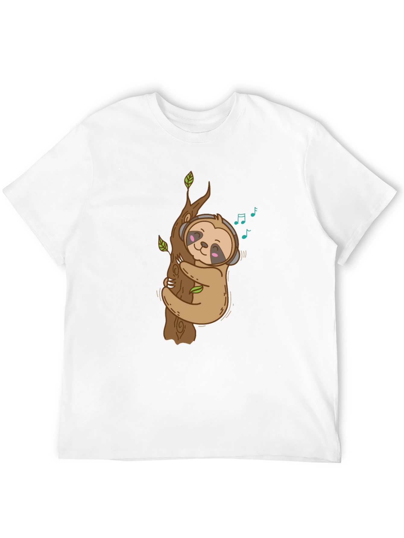 Sloth Music Lover Black T-Shirt