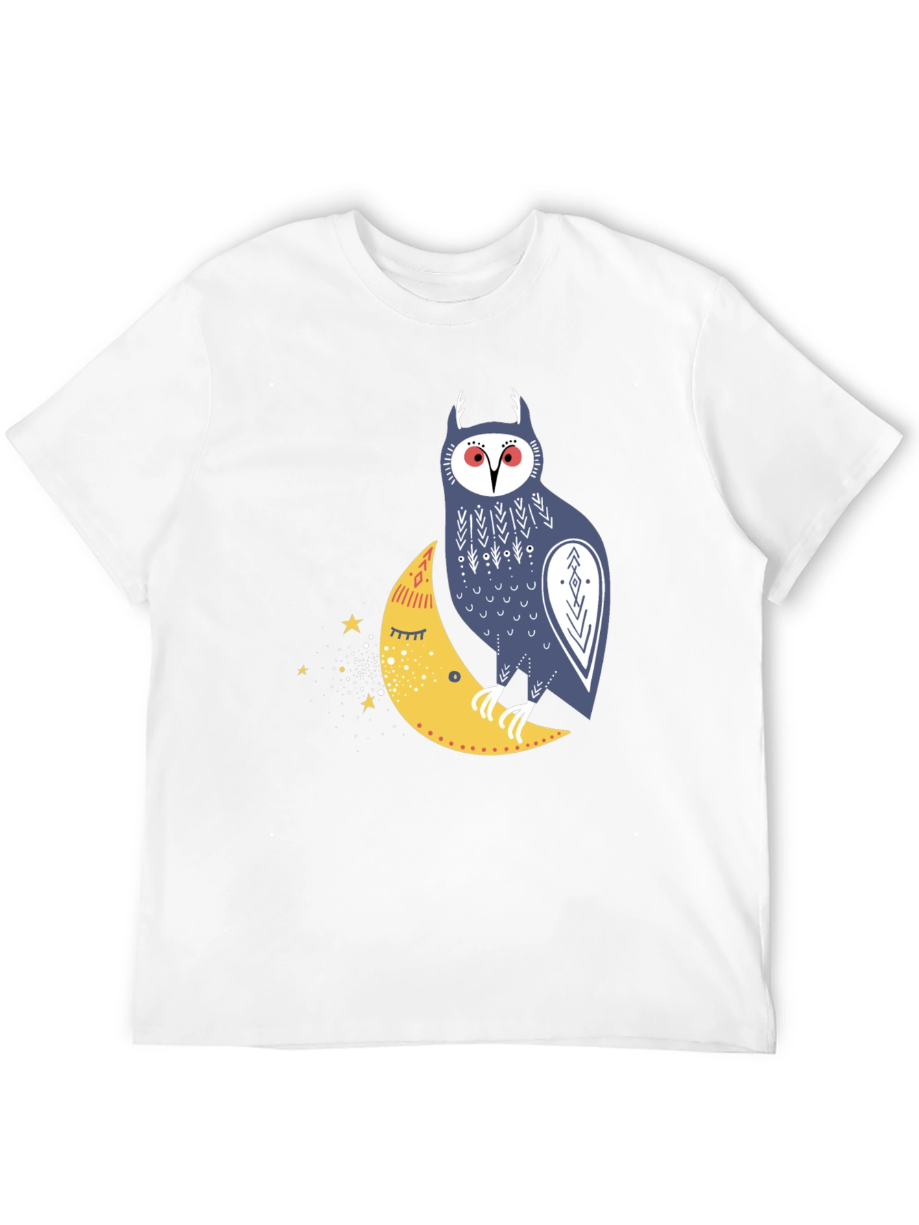 Owl on Moon Graphic Tee - Black Cotton T-Shirt